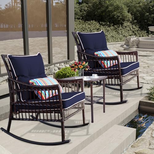 Brown Rattan Royal Blue Cushion