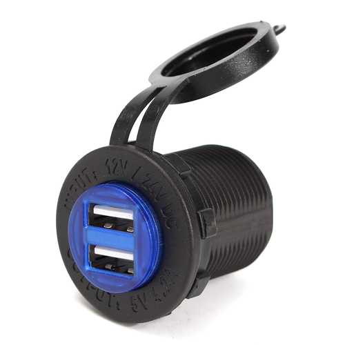 12V 24V Waterproof Dual USB Car Charger Adapter 5V 4.2A Fast Charging with LED Indicator - Compatible with iPhone Android Smartphones - Perfect for Road Trips Camping and Emergency Charging
