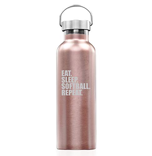 Rose Gold Double Wall Vacuum Insulated Stainless Steel Tumbler - 25oz Leakproof Travel Mug for Coffee & Tea - Perfect for Office, Gym, Camping & Softball Games - BPA Free Water Bottle with Straw Lid
