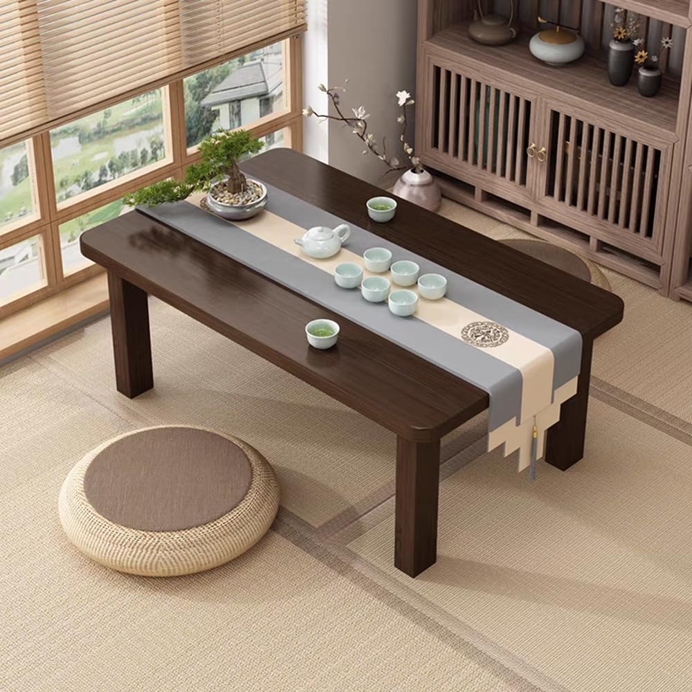 Japanese Folding Floor Table - Low Bamboo Coffee Table for Sitting, Dining & Tea Ceremony | Tatami Style Foldable Table for Living Room, Bedroom & Small Spaces (39.4 x 19.7 x 11.8 Inches) | Perfect for Meditation, Yoga & Asian-Inspired Home Decor