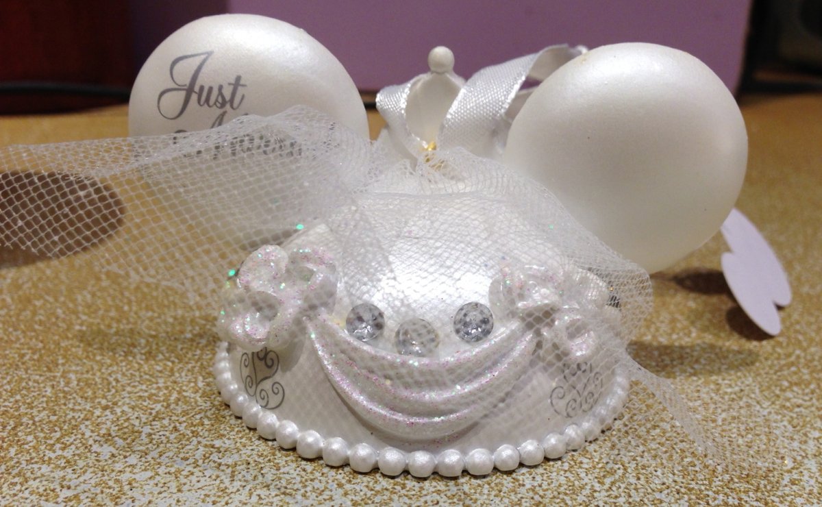 Disney Parks Wedding Bride Mickey Mouse Ears Hat Ornament - Perfect for Bridal Showers, Disney Weddings & Honeymoon Souvenirs