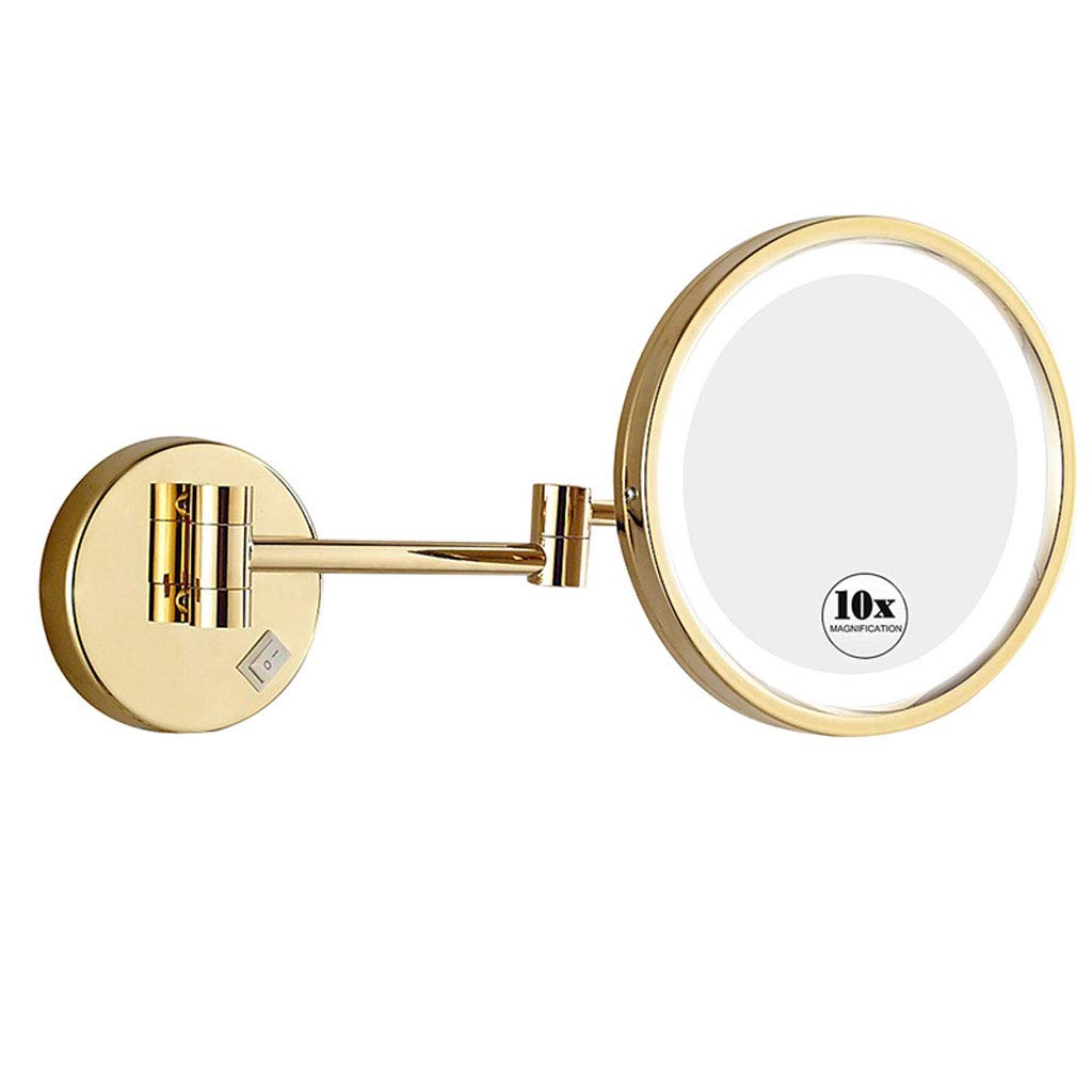 10X Magnifying Wall Mounted Makeup Mirror with LED Lights - Adjustable & Extendable 8.5