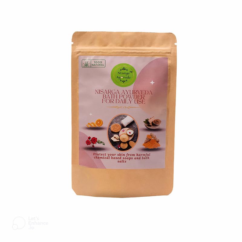 Nisarga Ayurveda Bath Powder Scrub - 100g Natural Exfoliator for Face & Body, Brightens Skin, Boosts Immunity & Protects Against Pollution | Perfect for Daily Skincare & Detox Routine