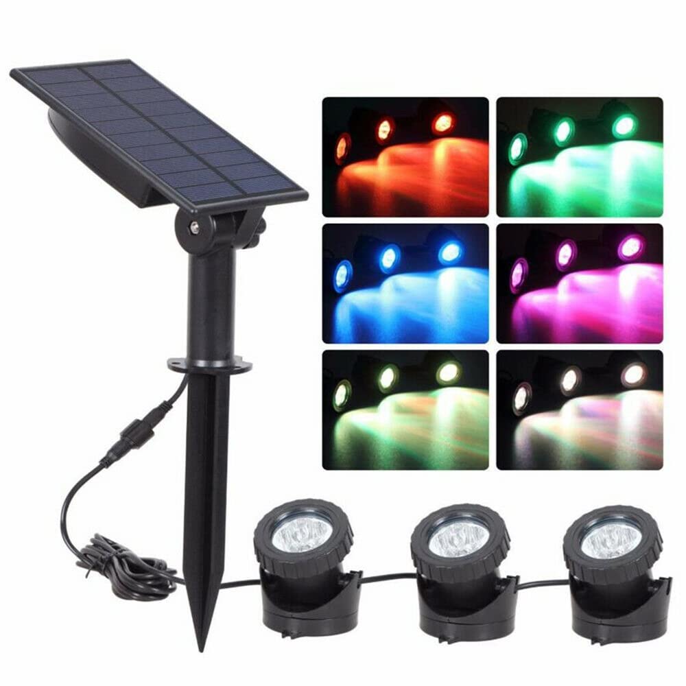 Solar Powered LED Underwater Pond Lights - 3 Pack Waterproof Spotlights for Aquarium, Garden Fountain, Pool & Landscape Lighting | Outdoor Decorative Lighting for Patio, Backyard & Pond Decor