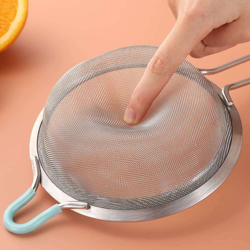 Premium 304 Stainless Steel 3.15 Inch Fine Mesh Strainer - Kitchen Colander & Skimmer with Ergonomic Handle - Perfect for Straining Tea, Rice, Pasta, Fruits & Vegetables - Ideal for Cooking, Baking, Brewing & Food Prep