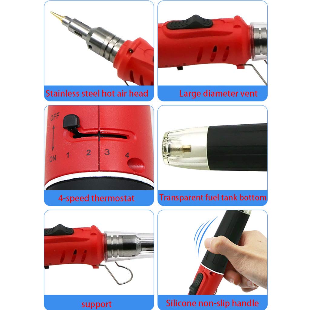 HS-1115K 10-in-1 Professional Butane Gas Soldering Iron Kit with 26ml Torch - Portable Welding Tool for Electronics Repair, Jewelry Making & DIY Projects