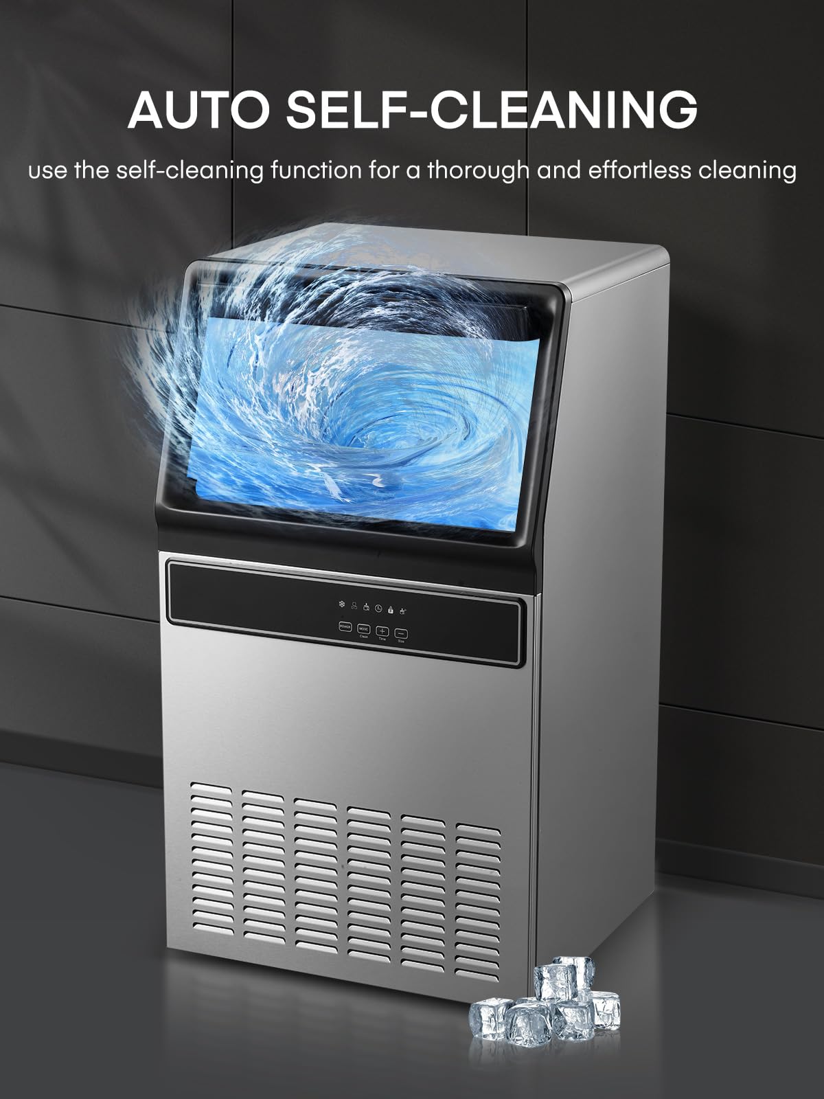 150lbs/24h Commercial Ice Maker Machine - Stainless Steel Under Counter Ice Machine with 33lbs Storage Bin - Freestanding Heavy Duty Ice Maker for Restaurants, Bars, Cafes & Hotels - Perfect for Cocktails, Beverages & Food Service