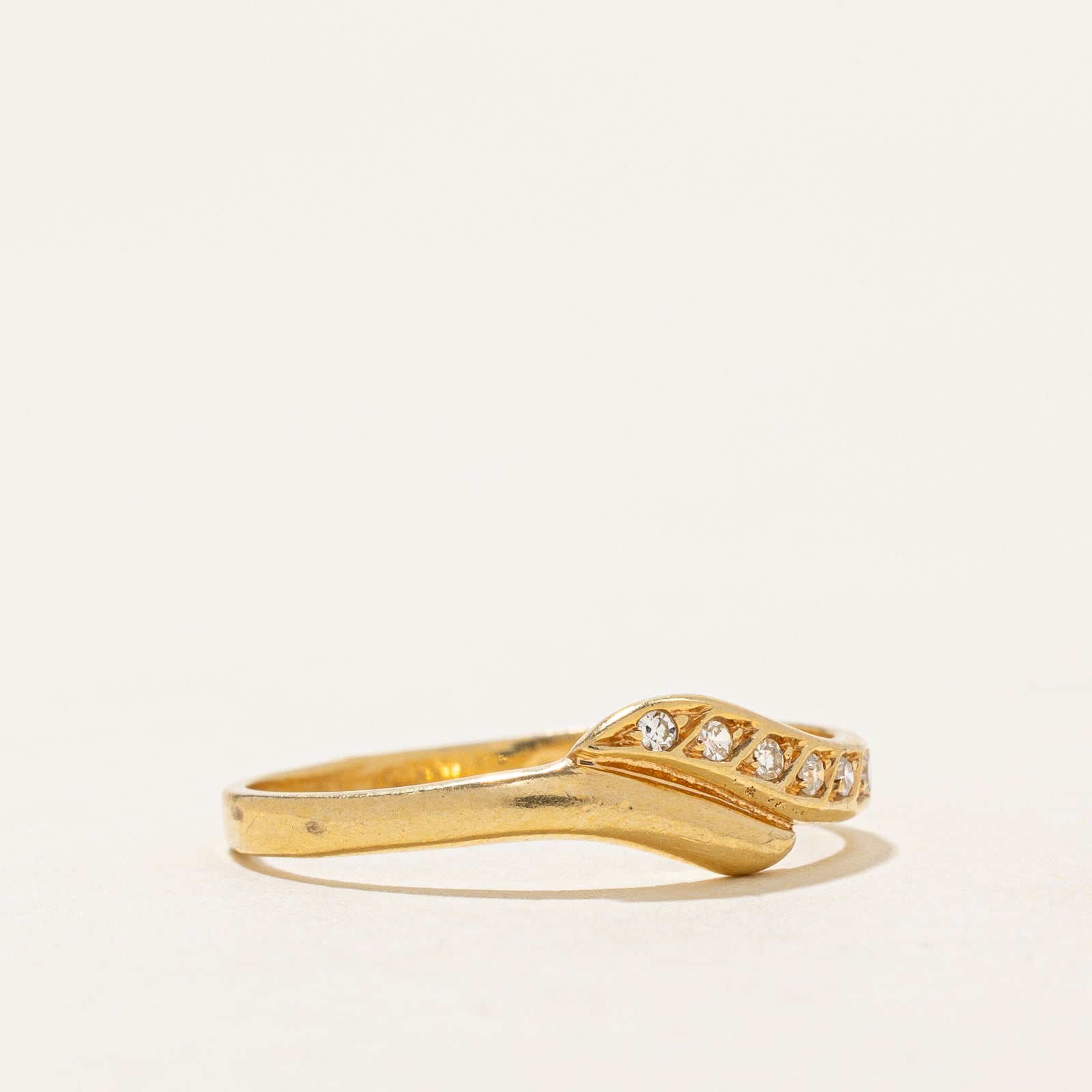 0.08ctw Diamond Row Bypass Ring - Size 6.5 | Elegant Wedding Band, Anniversary Gift for Her | Perfect for Proposals, Engagements & Special Occasions