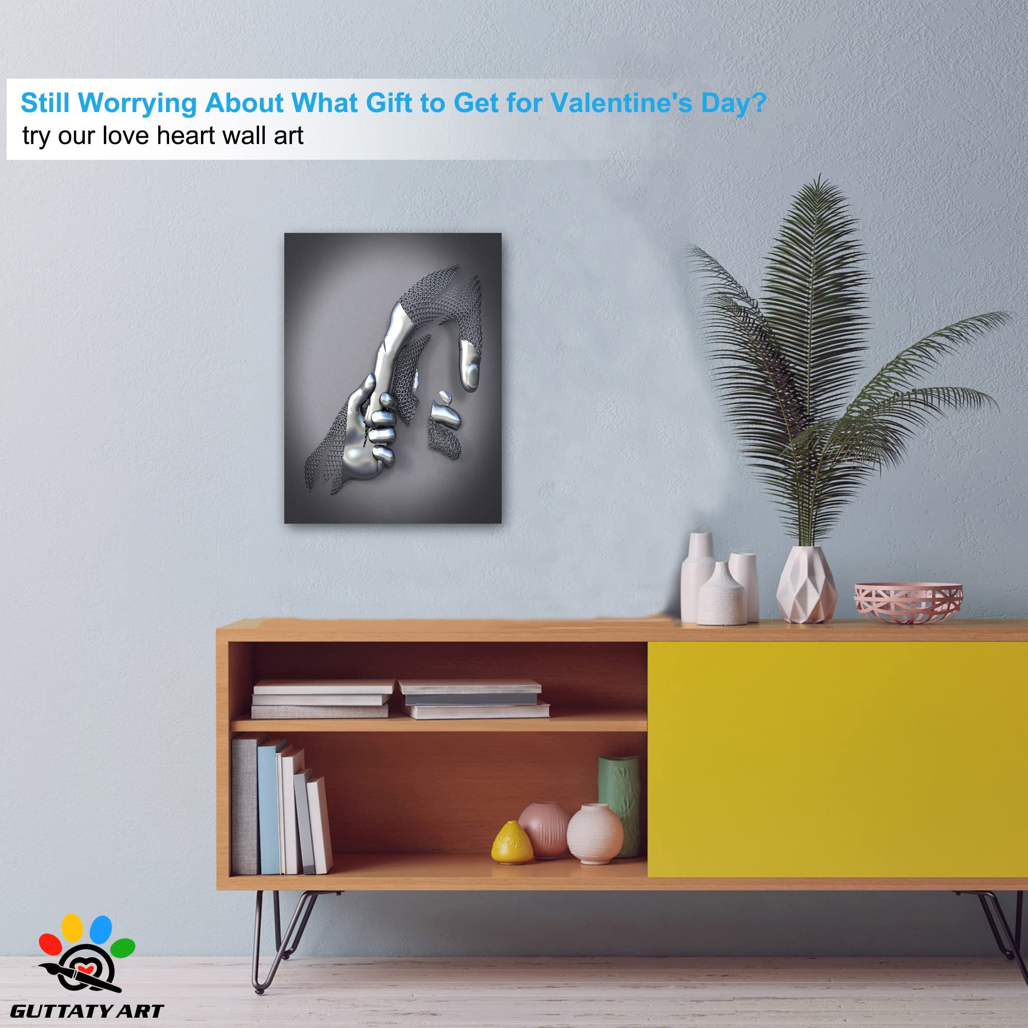 3D Metal Effect Canvas Wall Art - Modern Silver Framed Wall Decor for Living Room & Bedroom - Mother's Day Gift for Mom - 18x24 Inches - Perfect for Home Decor, Housewarming & Special Occasions