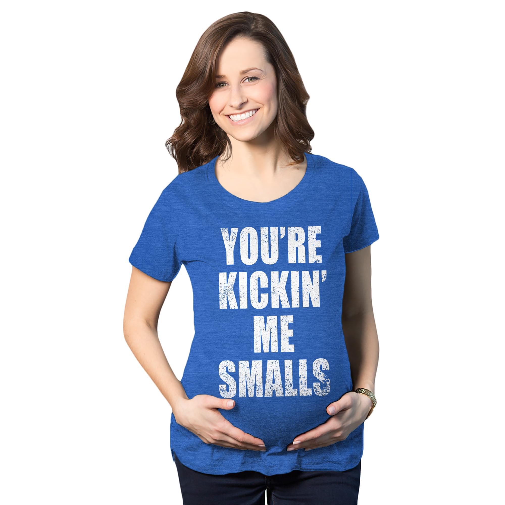 Funny Pregnancy Announcement T-Shirt - Maternity Kicking Me Smalls Novelty Tee for Expecting Moms | Perfect for Baby Showers, Gender Reveals & Maternity Photos