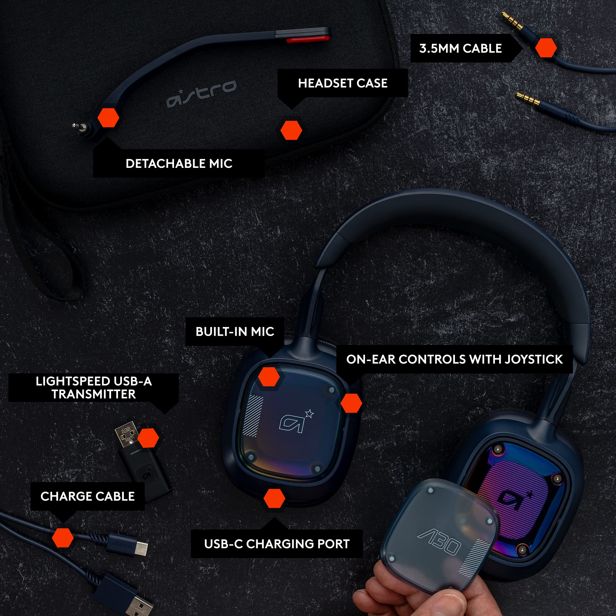 Logitech G Astro A30 Lightspeed Wireless Gaming Headset with Bluetooth - Dolby Atmos & 3D Audio Support, Detachable Boom Mic, 27-Hour Battery - Compatible with Xbox, PS5, PS4, Nintendo Switch, PC & Android (Blue) - Perfect for Competitive Gaming, Streaming & Mobile Play