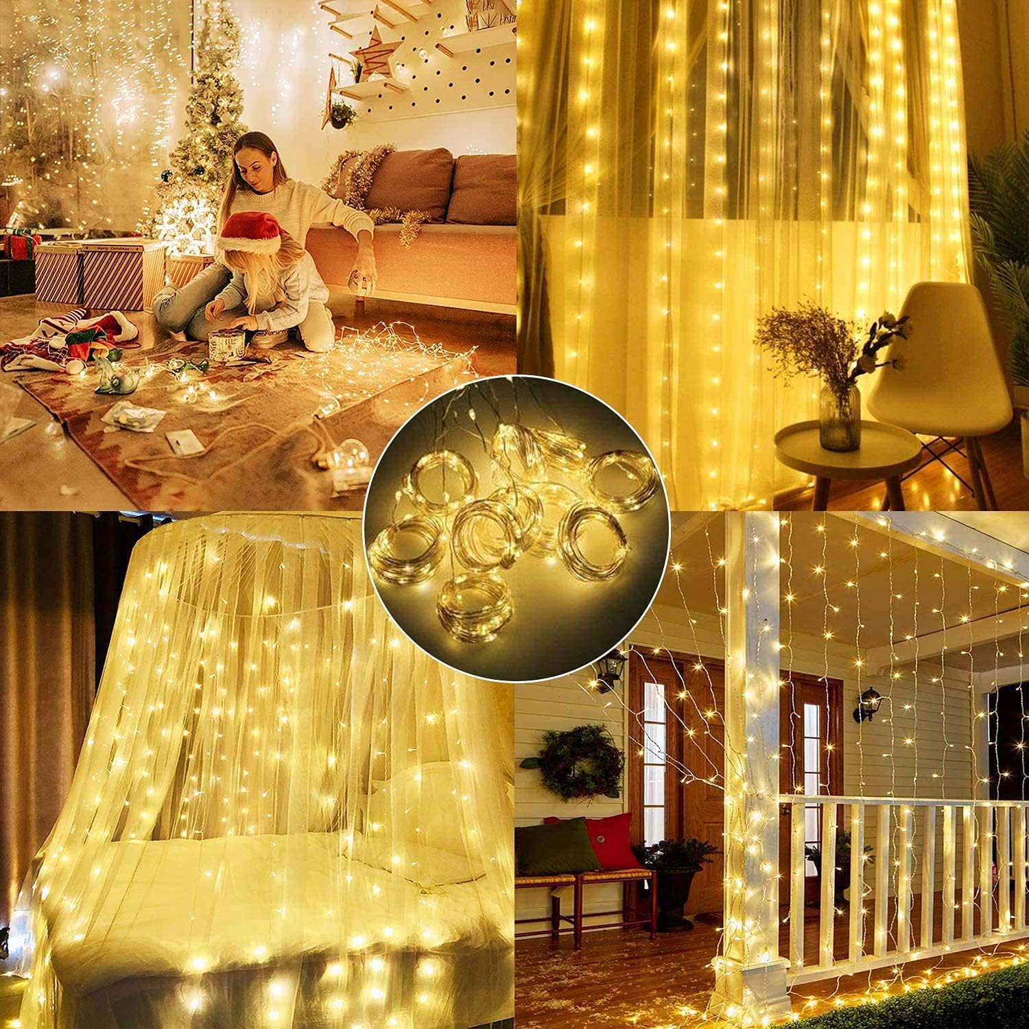 300 LED Fairy Lights for Bedroom Decor - USB Powered String Lights with Remote Control, 12 Lighting Modes, Warm White - Perfect for Wedding Backdrops, Christmas Decor, Party Wall Hangings & Room Atmosphere Lighting