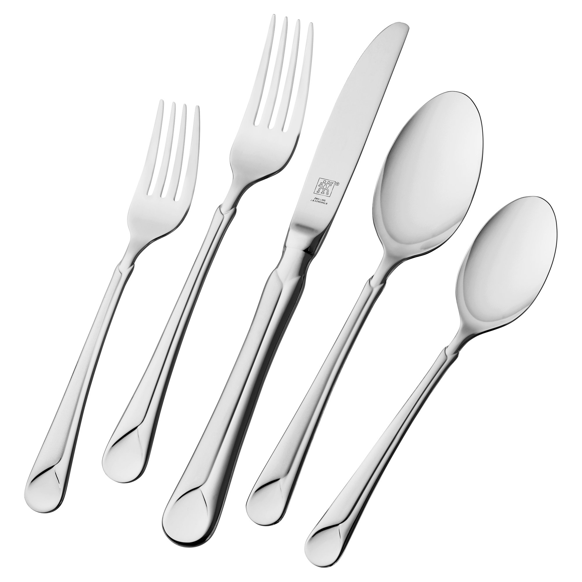 ZWILLING Provence 45-Piece Flatware Set - 18/10 Stainless Steel with Dual Mirror-Satin Finish - Service for 8 (5-Piece Place Setting + 5 Serving Pieces) - Perfect for Dinner Parties, Weddings & Upscale Dining