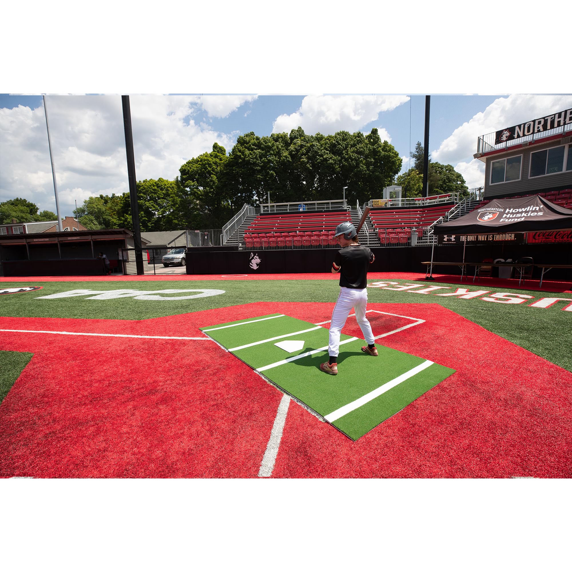 On Deck Sports 12' x 6' Baseball & Softball Batting Practice Mat with Throwdown Home Plate - Perfect for Backyard Training, Batting Cages & Field Practice