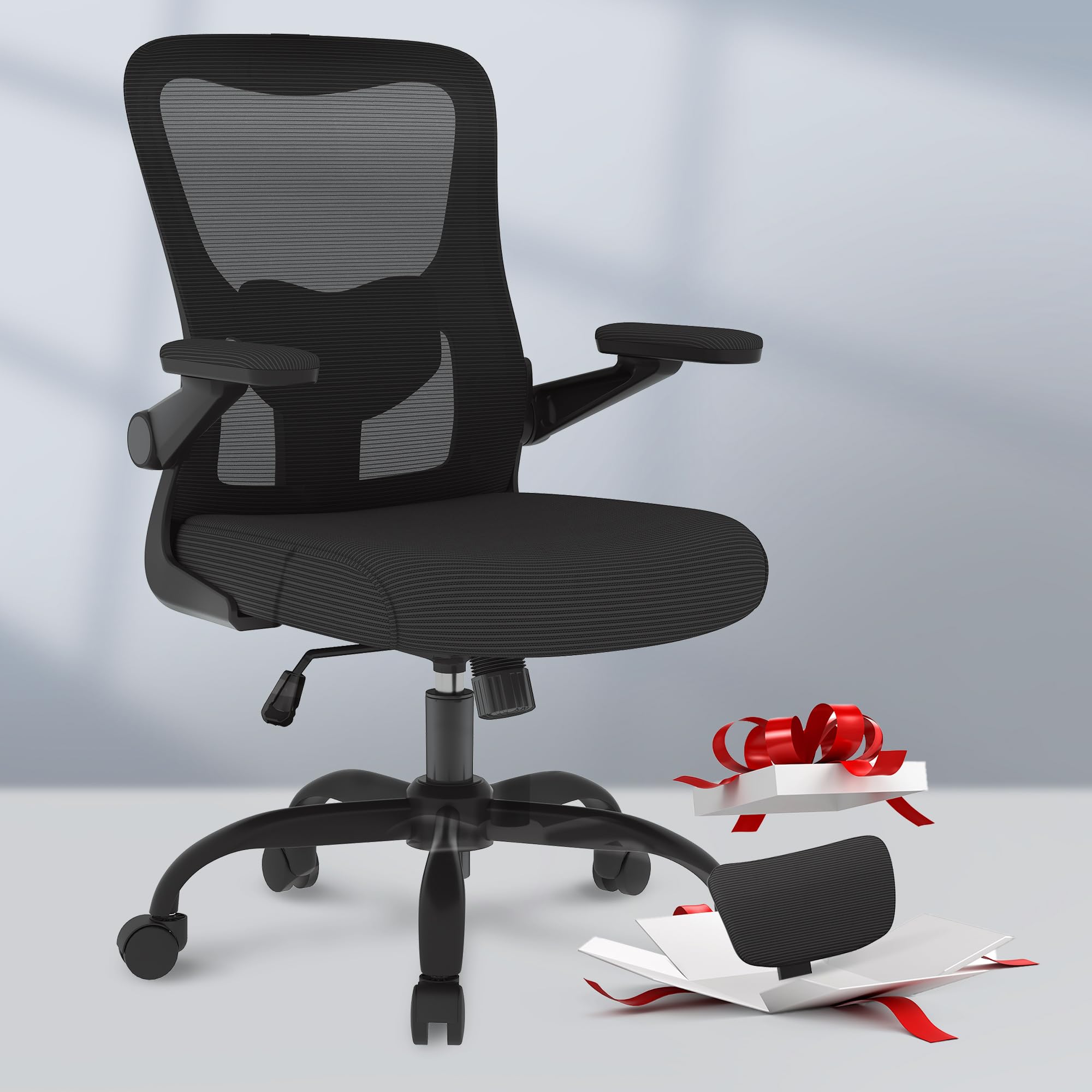 FLEXISPOT Ergonomic Office Chair - High Back Mesh Computer Desk Chair with 4D Adjustable Armrests, 2D Lumbar Support & Smooth Swivel Wheels - Comfortable Rolling Task Chair for Home Office & Workspace (Black)