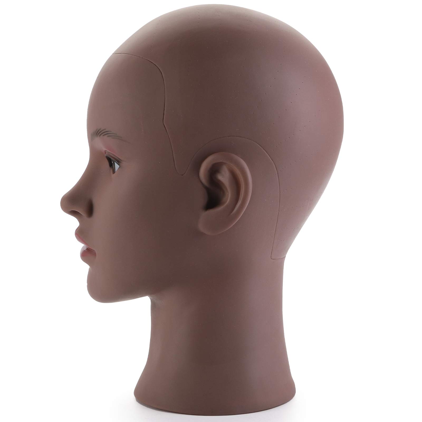 Professional Afro American Mannequin Head with Clamp - Bald Wig Display Head for Styling, Hat & Glasses - Perfect for Salon, Barber Shop & Retail Store Displays