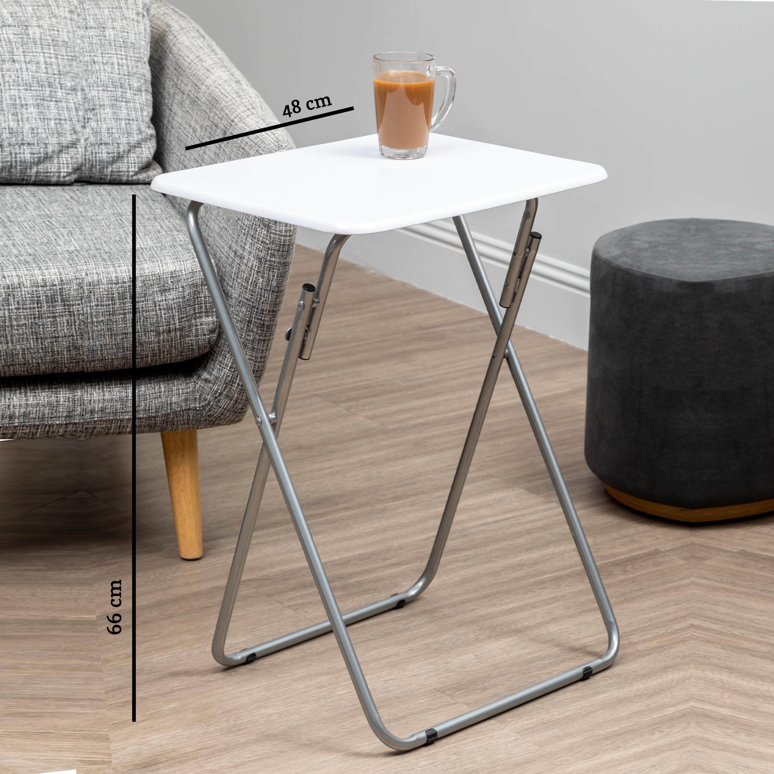 Premier Housewares Folding Camping Table - Portable Outdoor Picnic Table for Coffee, Camping & Home Use - Lightweight Collapsible Work Table for Kitchen, Patio & Backyard (White)