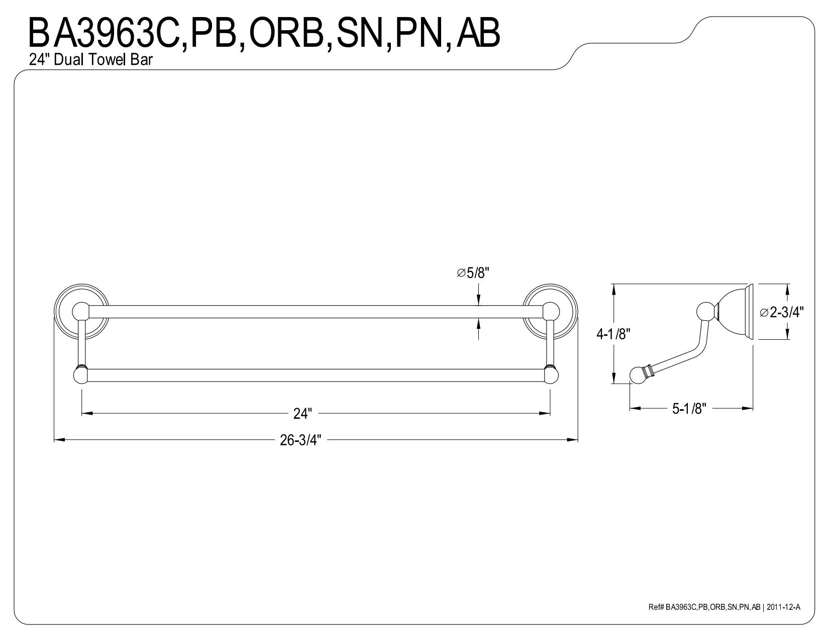 Kingston Brass BAK3963478SN Restoration 4-Piece Dual Towel Bar Bathroom Hardware Set in Brushed Nickel - Perfect for Modern Bathroom Decor and Spa-Inspired Home Upgrades