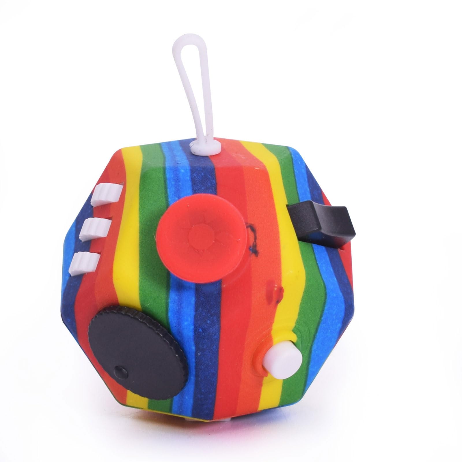 12-Sided Fidget Cube Toy for Kids & Adults - Stress Relief Sensory Toy for Anxiety, ADHD, Autism - Rainbow Color Small Fidget Toys for Office, Classroom & Travel Use