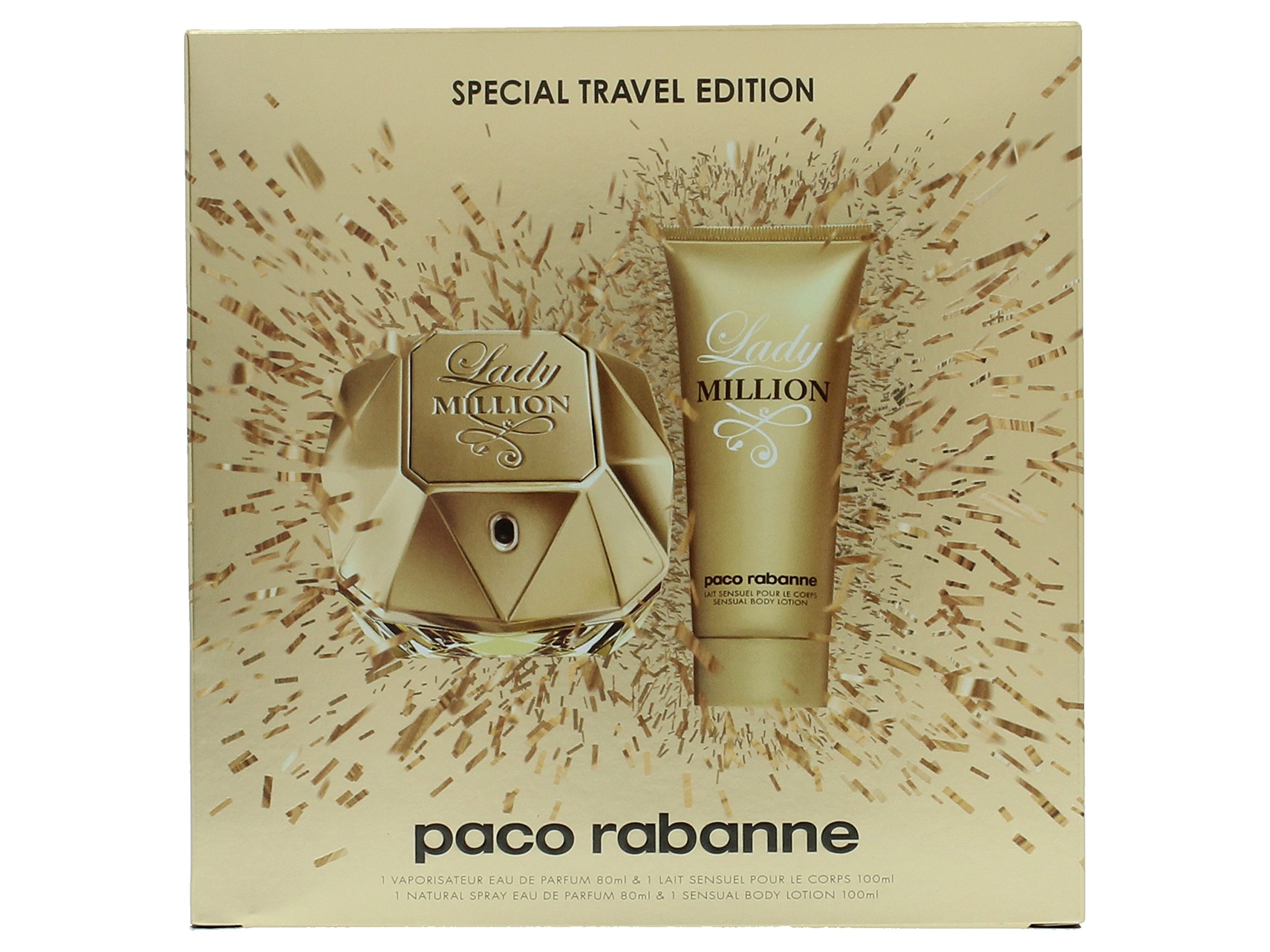 PACO RABANNE Lady Million Eau de Parfum Gift Set - 2.7 oz Perfume Spray & 3.4 oz Body Lotion | Luxury Women's Fragrance Set for Date Night, Special Occasions & Gifts