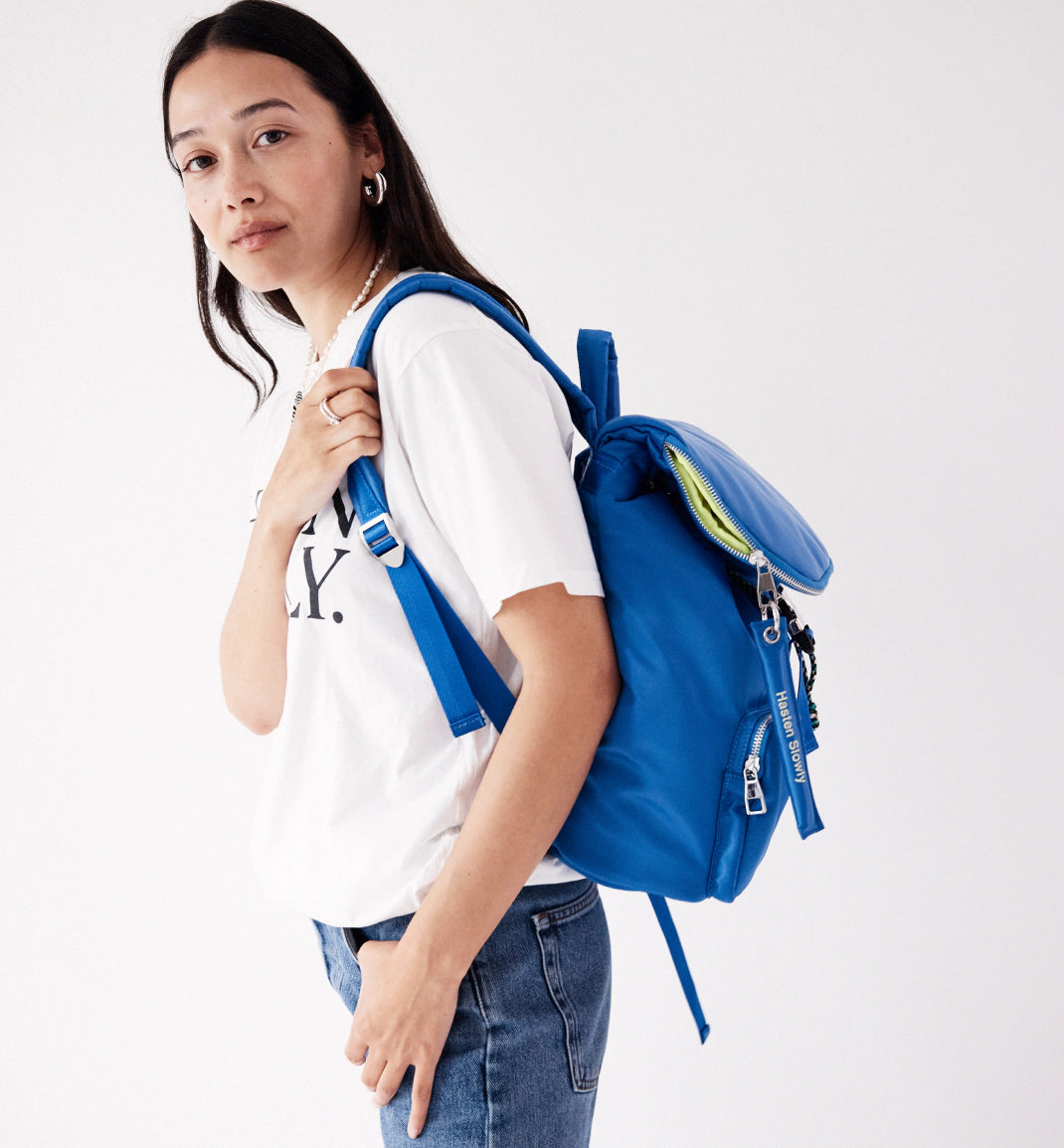 Eco-Friendly Recycled Nylon Backpack - Vintage Blue Star Design | Sustainable Travel Bag for Hiking, School & Daily Commute