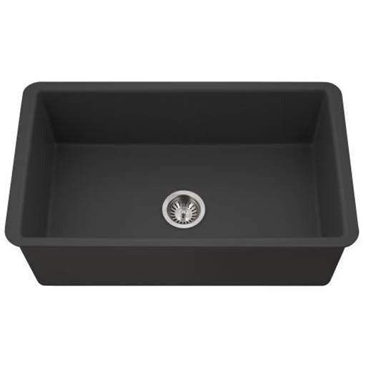 Hamat CHE 3219SU MB Matte Black Undermount Fireclay Single Bowl Kitchen Sink - Durable & Stylish for Modern Kitchens, Perfect for Cooking & Cleaning