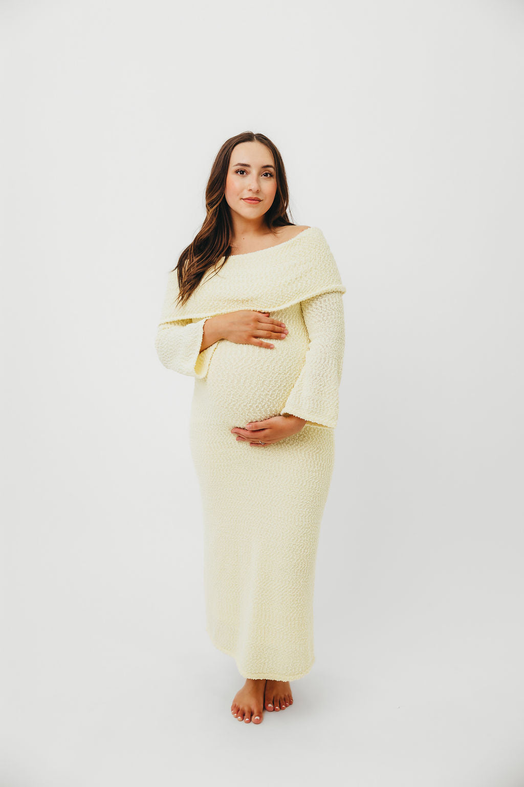 Butter Yellow Nora Knit Maxi Dress - Bump Friendly Maternity Dress for Pregnancy, Nursing & Postpartum | Comfortable Stretchy Fabric for Casual Wear, Baby Shower & Special Occasions