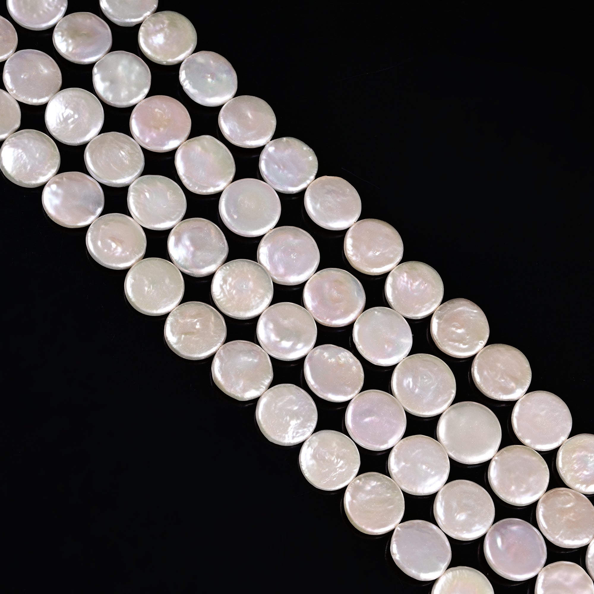 AA Grade Natural White Freshwater Pearl Coin-Shaped Beads - 12-13mm Size, 15.5