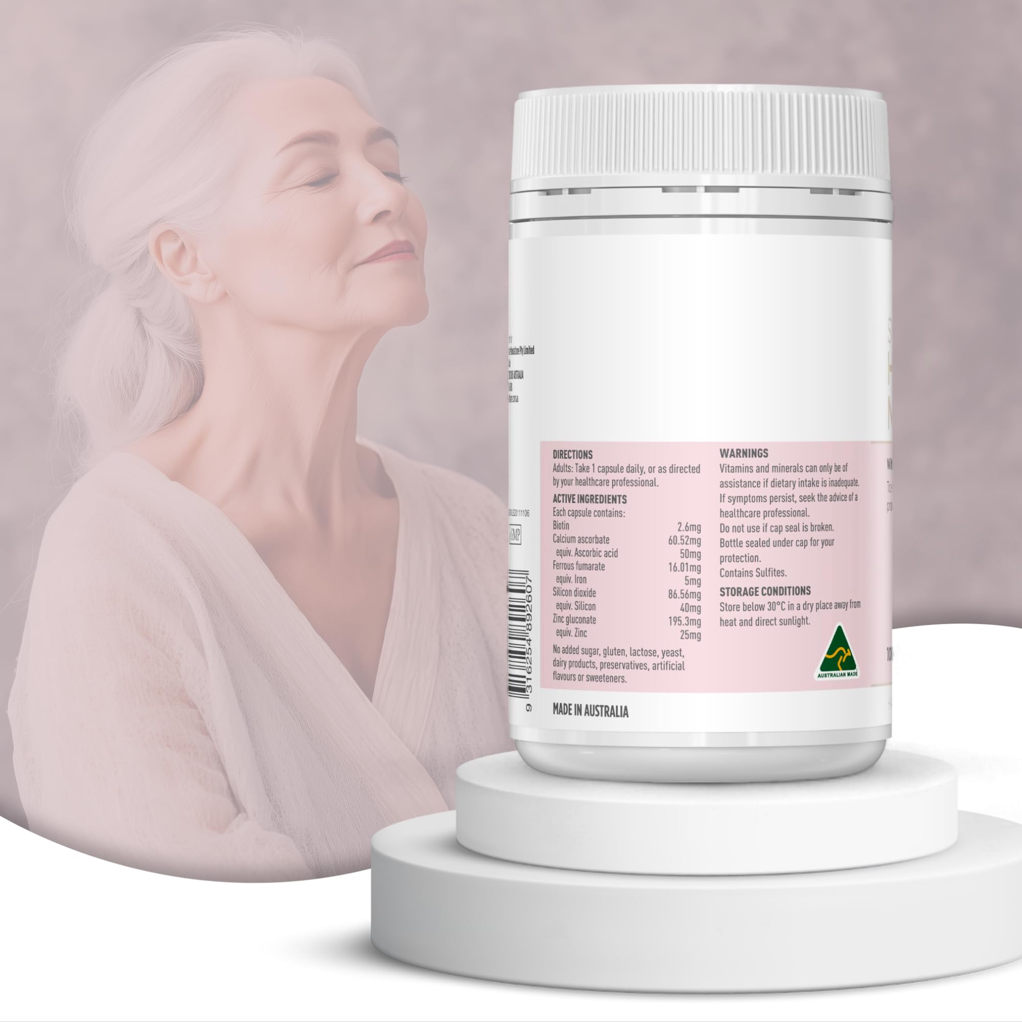 Healthy Care Super Hair Skin & Nails Supplement - 100 Capsules for Stronger Hair, Glowing Skin & Healthy Nails | Beauty & Wellness Support for Women & Men