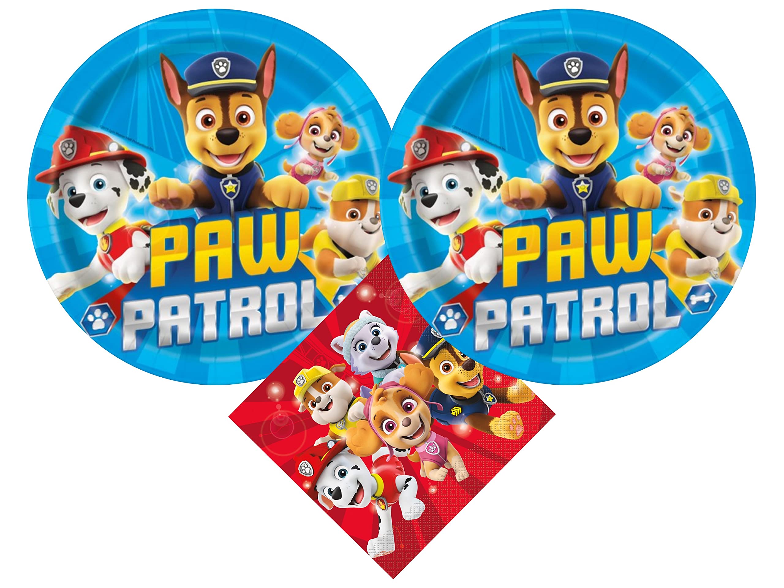 Peach State Paw Patrol Party Supplies Bundle - 16 Dinner Plates & Napkins Set for Kids Birthday Party | Themed Decorations for Children's Celebration Events