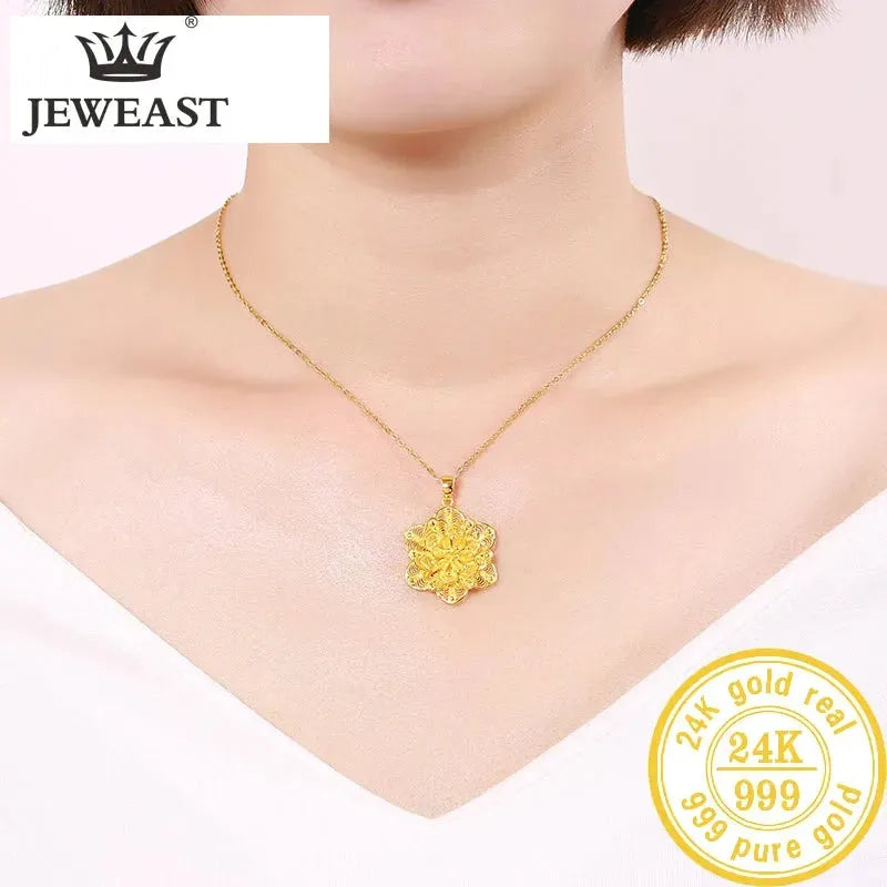 24K Pure Gold Pendant Real AU 999 Solid Gold Charm - Elegant Trendy Classic Jewelry for Women | Perfect for Parties, Weddings & Special Occasions | Bestseller 2023