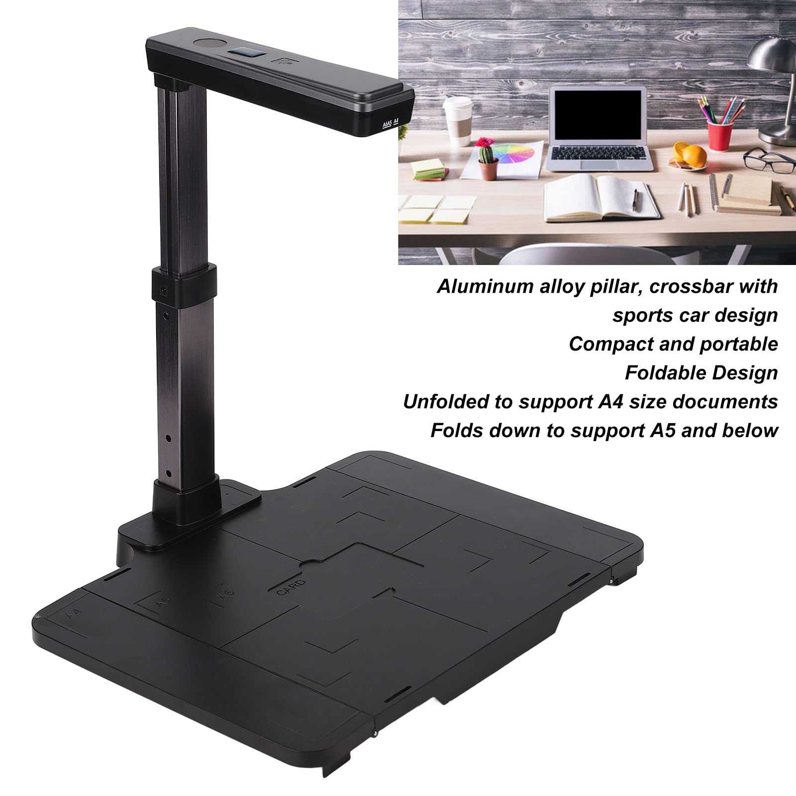 5MP Portable Document Camera for Teachers - Auto Focus, LED Lights, Foldable USB Scanner for A4 Size | Live Demos, Distance Learning, ID Card & Book Scanning | Windows Compatible | Perfect for Online Teaching, Webinars & Remote Education