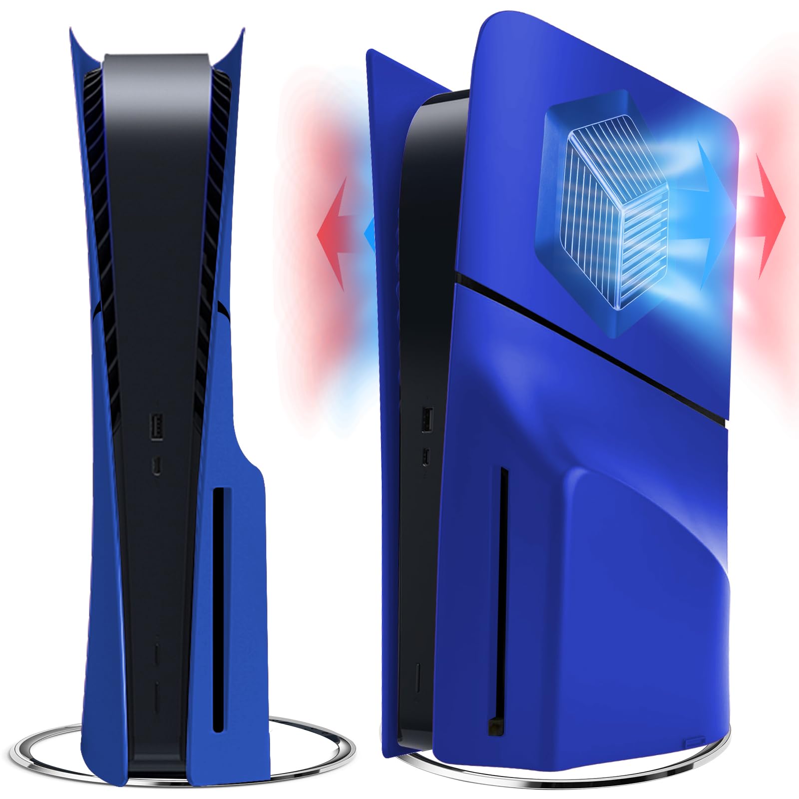 PS5 Slim Faceplates - Hard ABS Shockproof Replacement Cover with Cooling Vent for Playstation 5 Slim Console Disc Edition - Blue Gaming Accessories for Enhanced Cooling & Custom Style | Perfect for Gaming Setups & Collector Displays