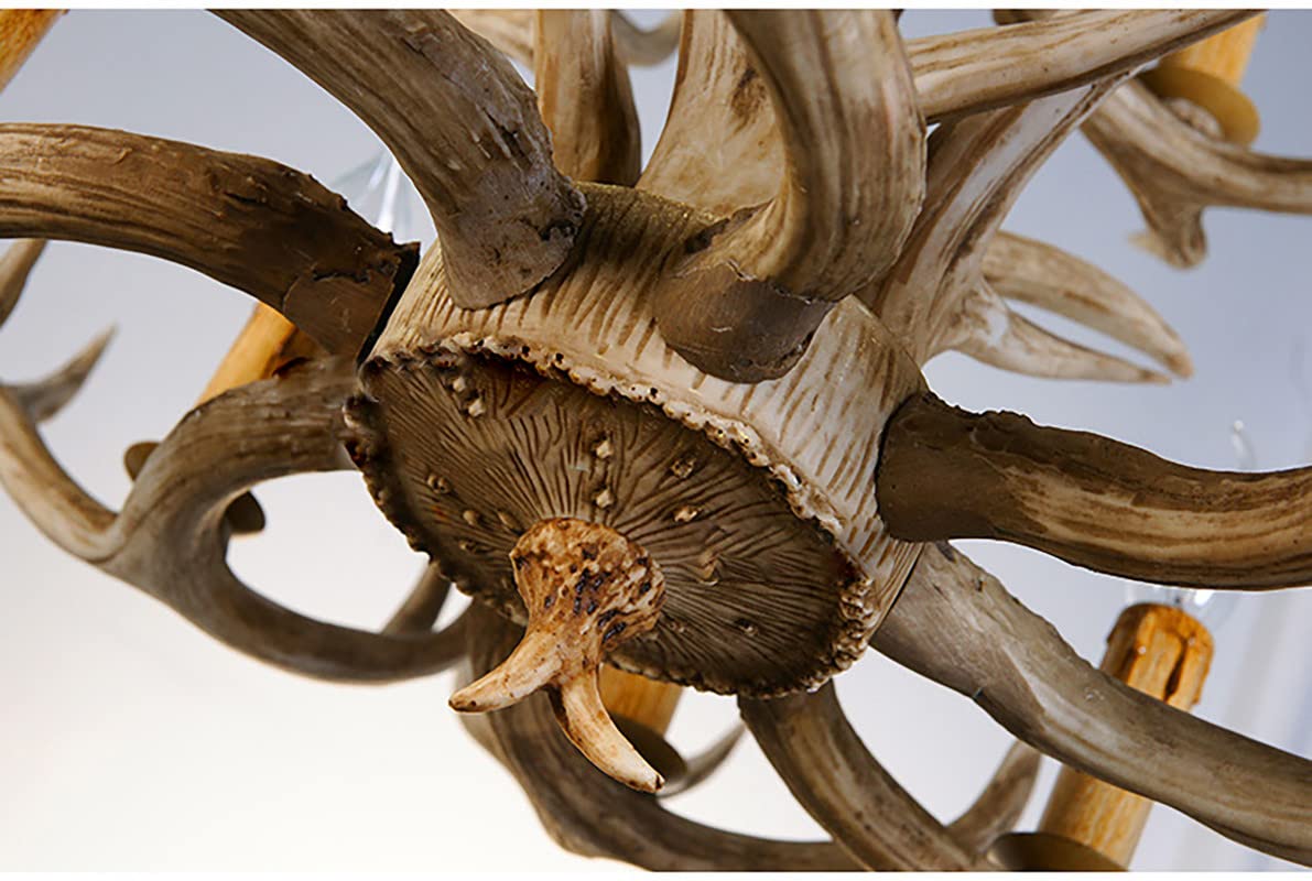 8-Light Deer Horn Antler Chandelier - Rustic Resin Lighting Fixture for Kitchen Island, Dining Room, Foyer & Study | Perfect for Cabin, Lodge & Western Style Home Decor