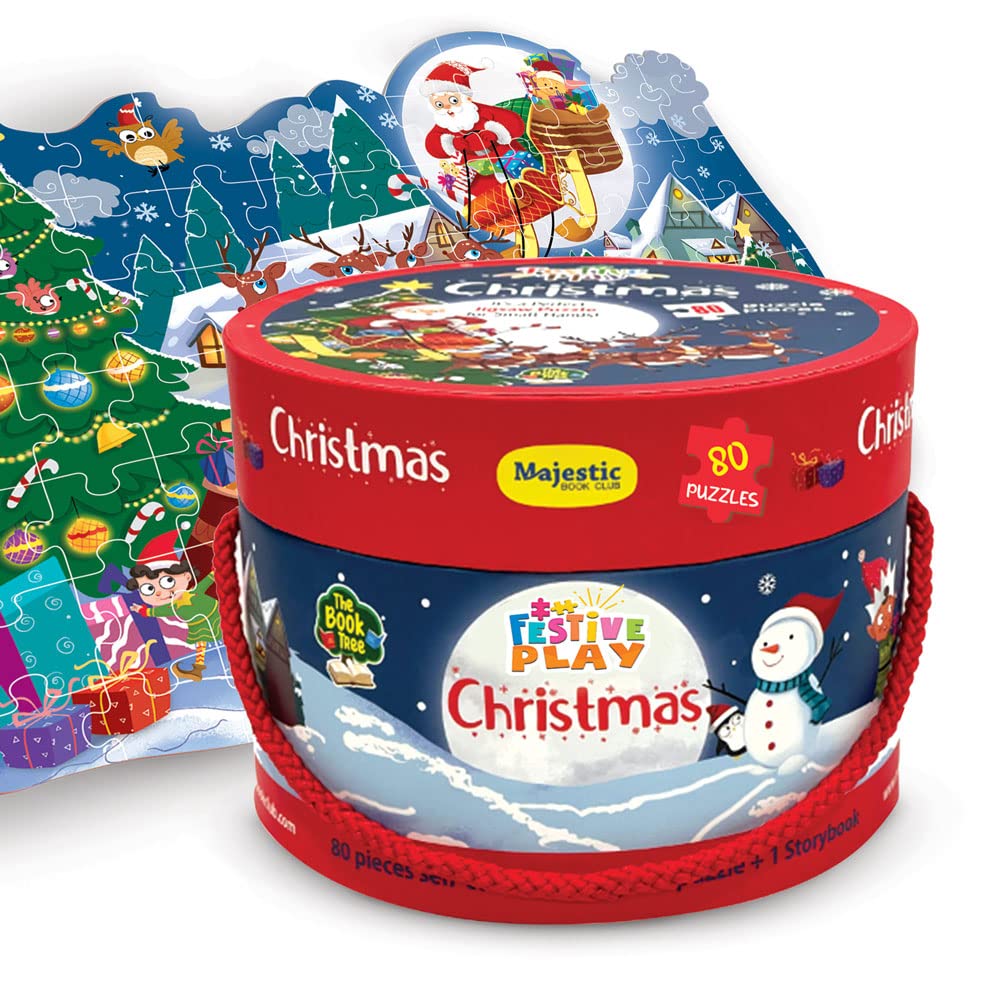 THE BOOK TREE Christmas Puzzle Gift Set for Kids - 80 Piece Jigsaw Puzzle with Storybook | Fun Holiday Learning Activity | Perfect Christmas Present for Boys & Girls | Great for Family Game Night & Holiday Classroom Activities