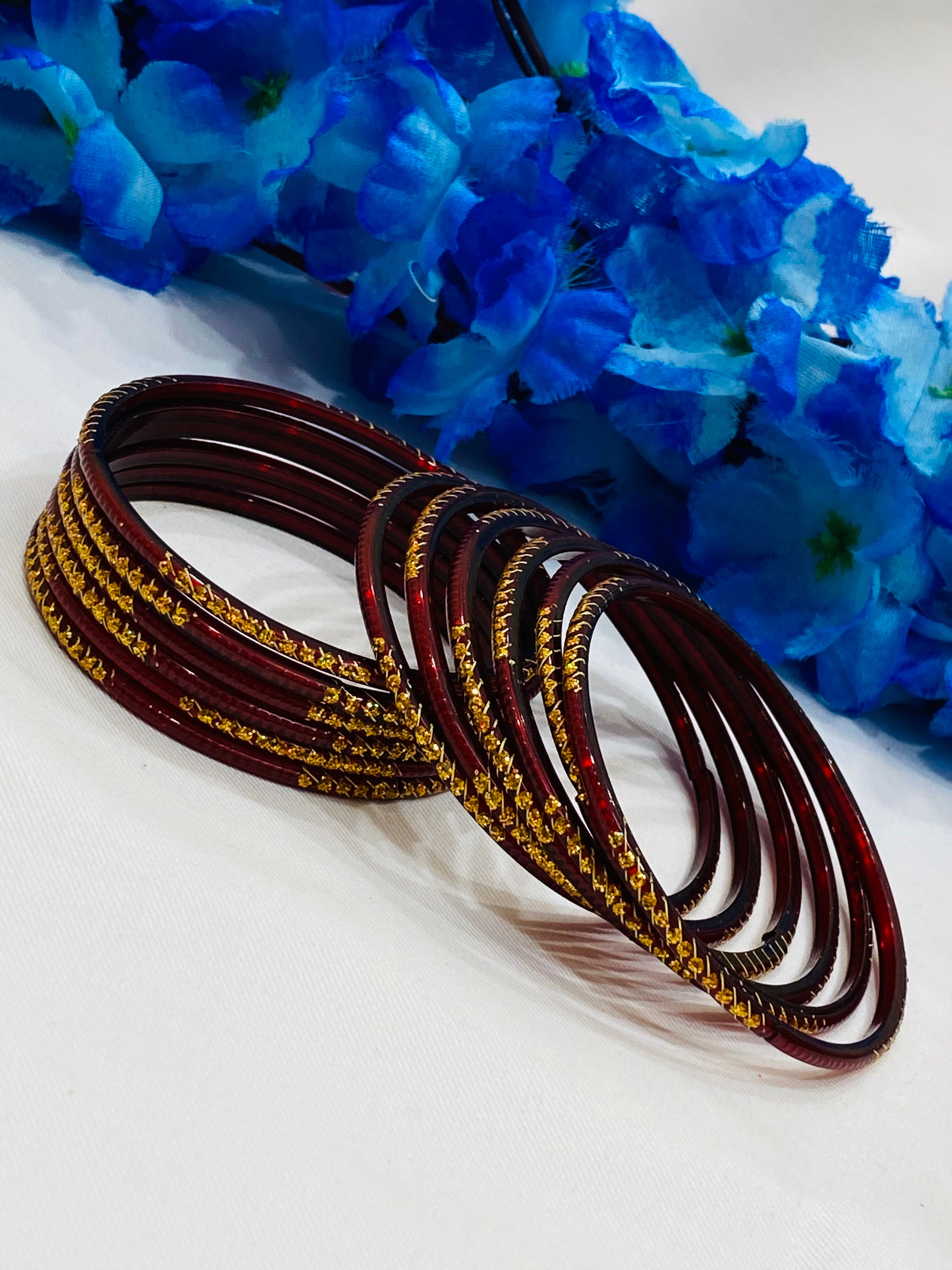 Elegant Maroon Glass Bangles for Women - Traditional Indian Handmade Jewelry - Perfect for Weddings, Parties & Ethnic Fashion