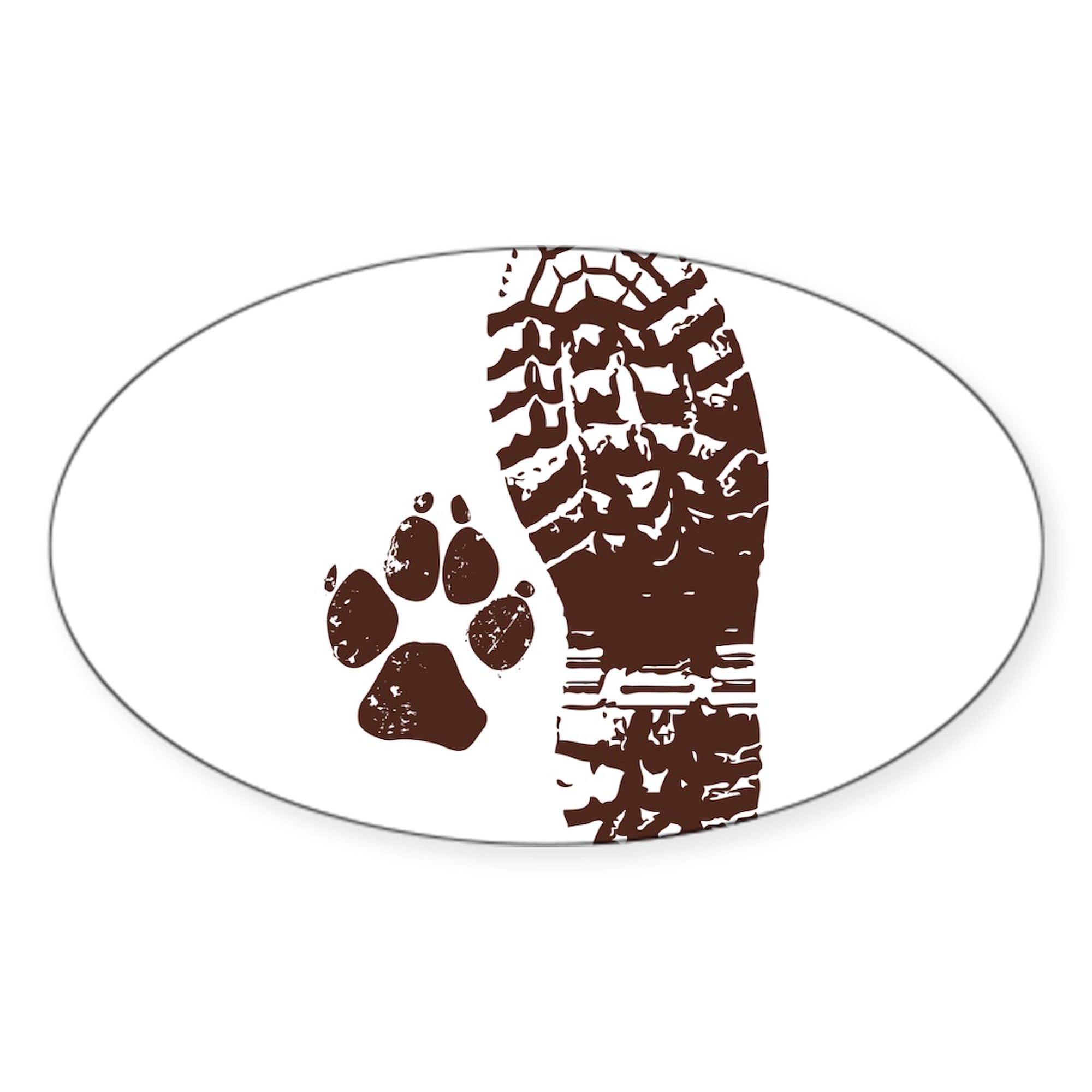 Funny Hiking Boot & Paw Oval Car Bumper Sticker - Waterproof Vinyl Decal for Cars, Laptops, Windows - Perfect for Dog Lovers & Outdoor Enthusiasts