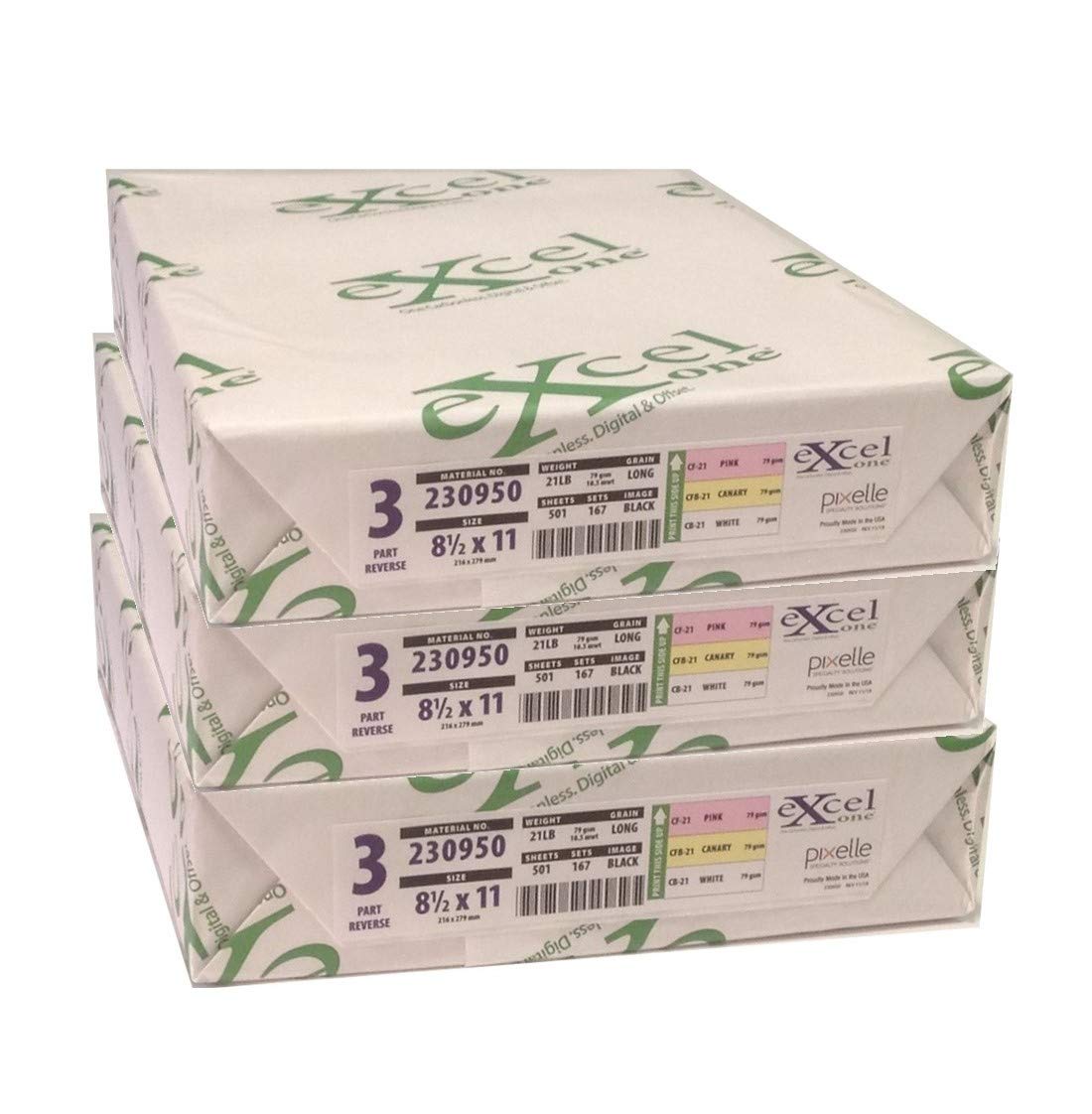 Excel One Carbonless 3-Part NCR Paper (White/Canary/Pink) 8.5
