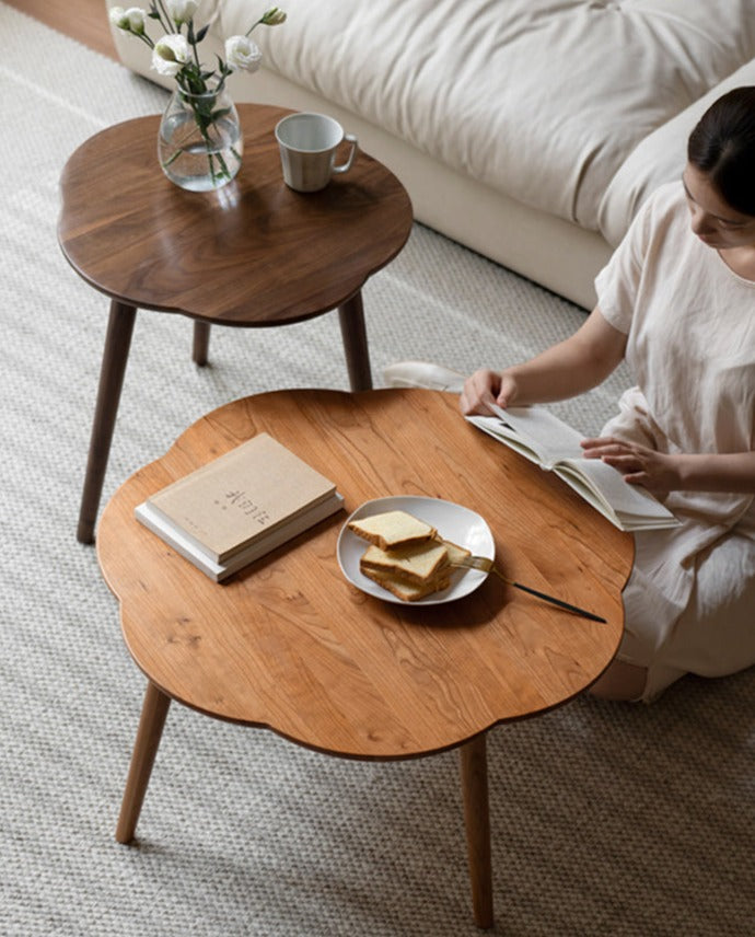 Premium Black Walnut & Cherry Solid Wood Coffee Table - Handcrafted Rustic Modern Living Room Centerpiece for Home Decor