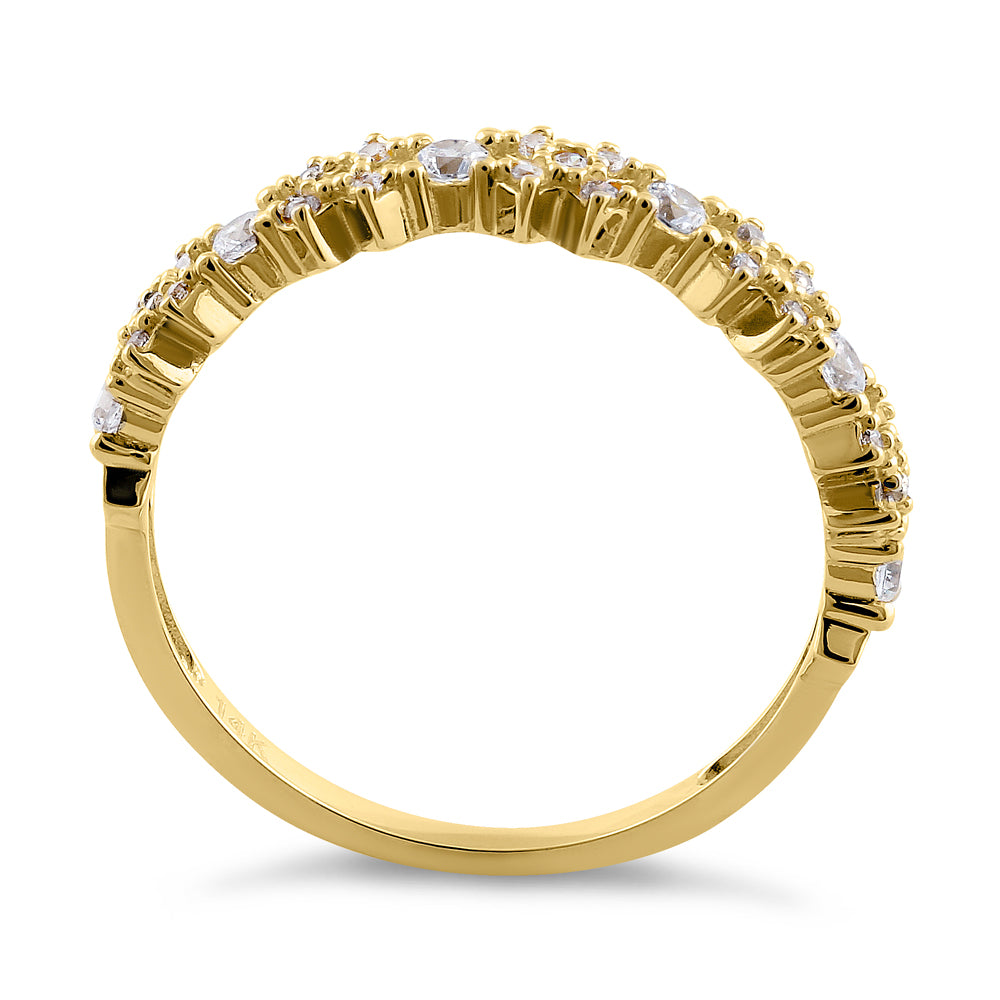 14K Solid Yellow Gold Xs and Os CZ Ring for Women - Elegant Cubic Zirconia Love Letter Ring for Valentine's Day, Anniversary, and Everyday Wear