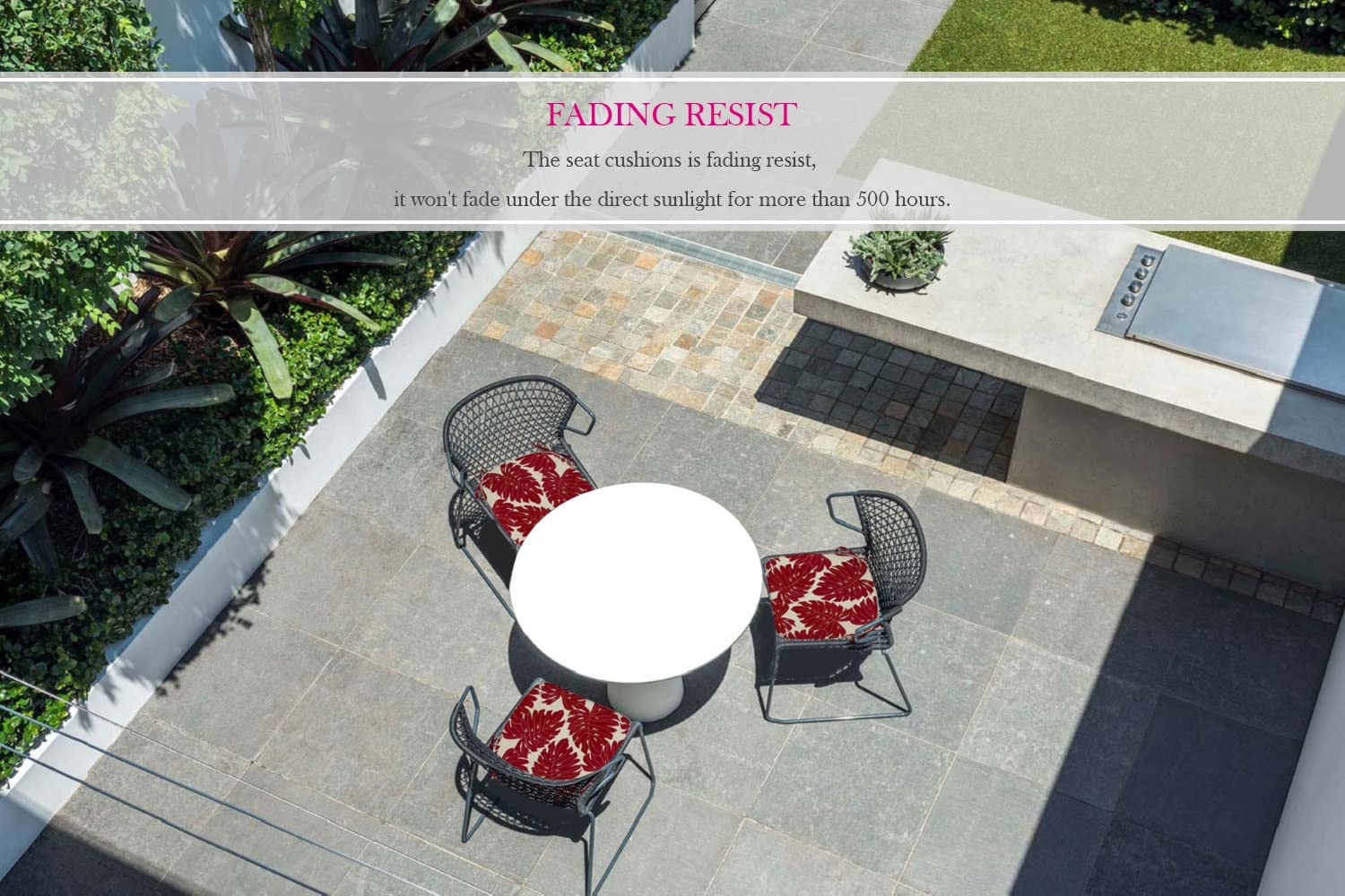 Premium Outdoor Chair Cushions Set of 2 - 16x17 Inch Red U-Shaped Patio Seat Cushions with Secure Ties - Water-Resistant & Durable for Garden, Deck, Balcony, and Home Office Furniture (Perfect for Lounging, Entertaining & Relaxing Outdoors)