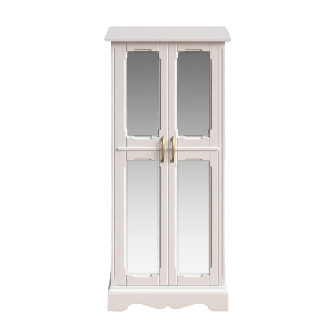 Hives & Honey Meadow Standing Jewelry Armoire Cabinet - White Jewelry Storage Organizer with Flip Mirror, 2 Doors & 7 Drawers for Necklaces, Earrings, Bracelets | Perfect for Bedroom, Closet & Dressing Room Organization