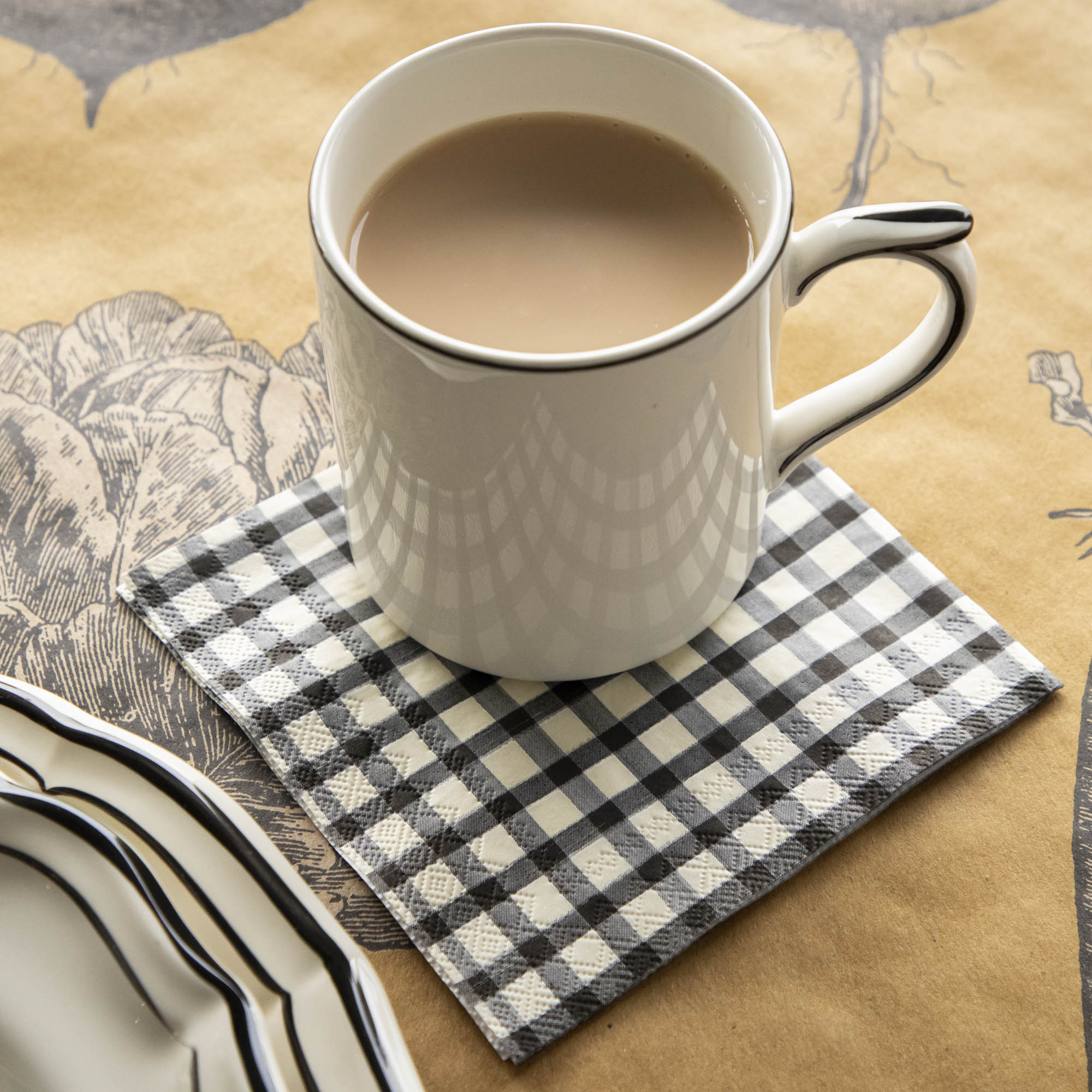 Premium Black Painted Check Cocktail Napkins - Elegant Disposable Drink Napkins for Parties, Weddings & Bars - Absorbent 5x5 Inch Paper Cocktail Napkins for Beverages, Appetizers & Social Gatherings