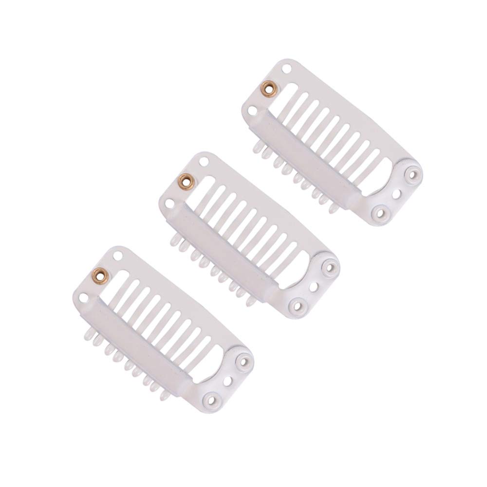 24 Pcs YANTAISIYU 32mm 9-Teeth Snap Wig Clips - Metal Hair Extensions Clips Comb for Wigs, Hairpieces & Extensions (Blonde) - Perfect for Styling, Volume Boost & Secure Hold