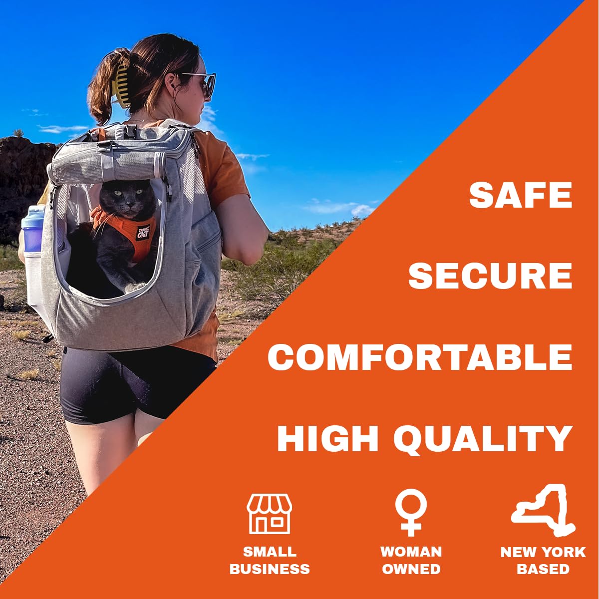 Premium Cat Backpack Carrier for Travel & Hiking - Breathable Grey Mesh Pet Carrier for Small, Medium & Large Cats up to 25 lbs - Side Pockets & Zipper Clips - Perfect for Vet Visits, Outdoor Adventures & Airplane Travel
