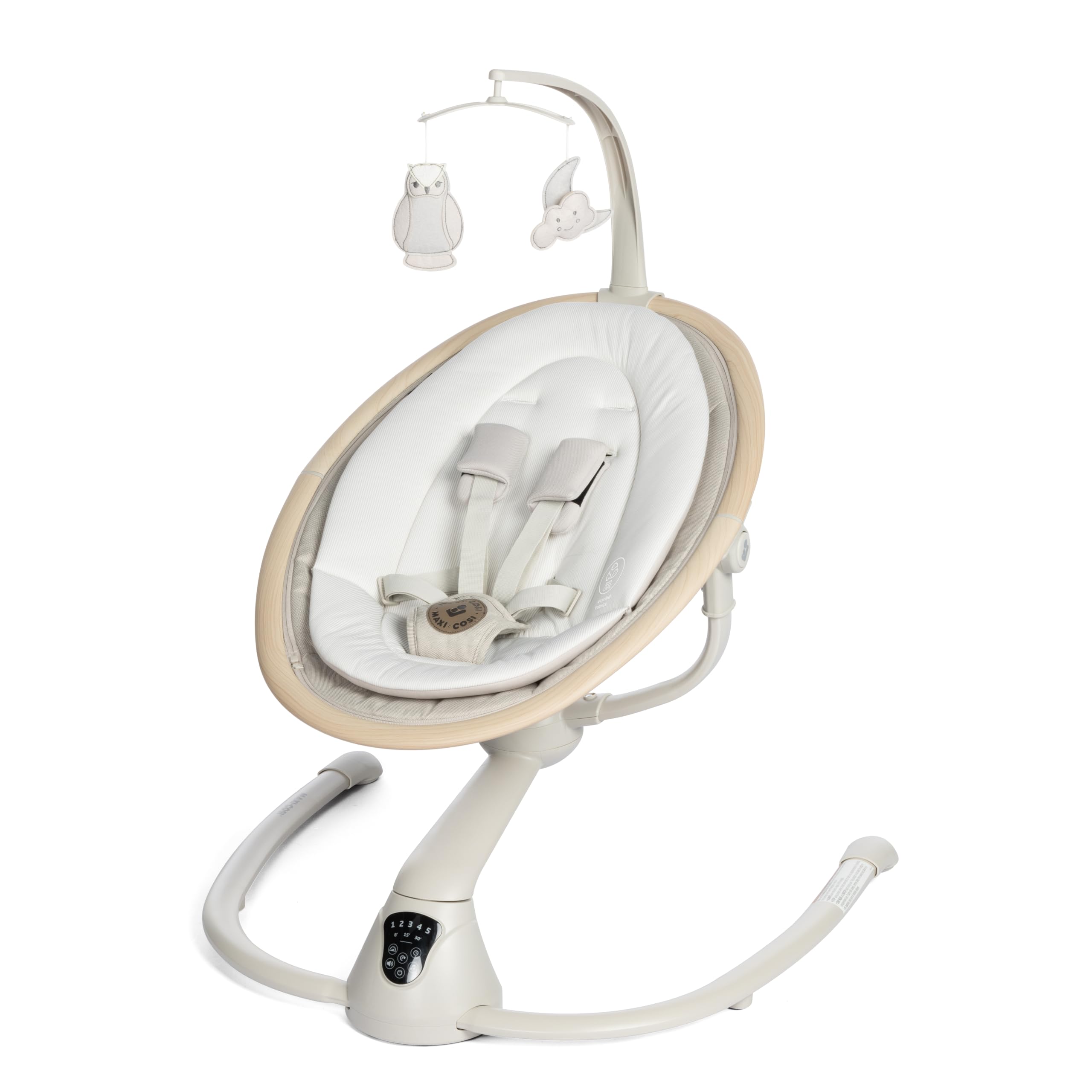 Maxi-Cosi Cassia Baby Swing for Infants - Portable Foldable Infant Swing with Music & Lights, 360° Rotation, Classic Oat Color | Perfect for Nursery, Travel & Soothing Newborns