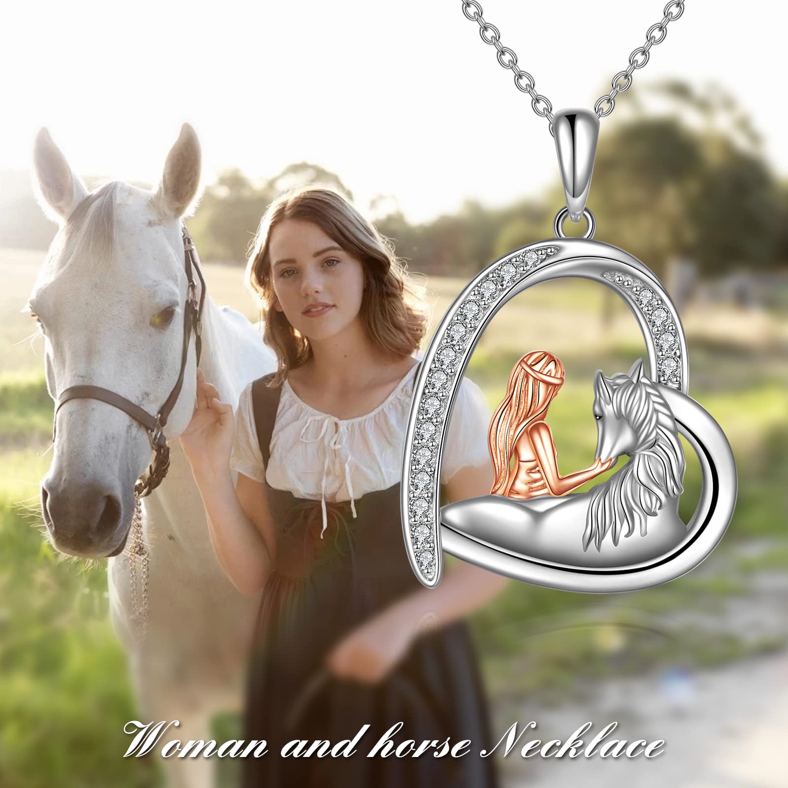 Elegant Sterling Silver Horse Pendant Necklace for Women - Heart-Shaped Horse Jewelry Gift for Equestrian Lovers | Perfect for Birthdays, Anniversaries & Special Occasions