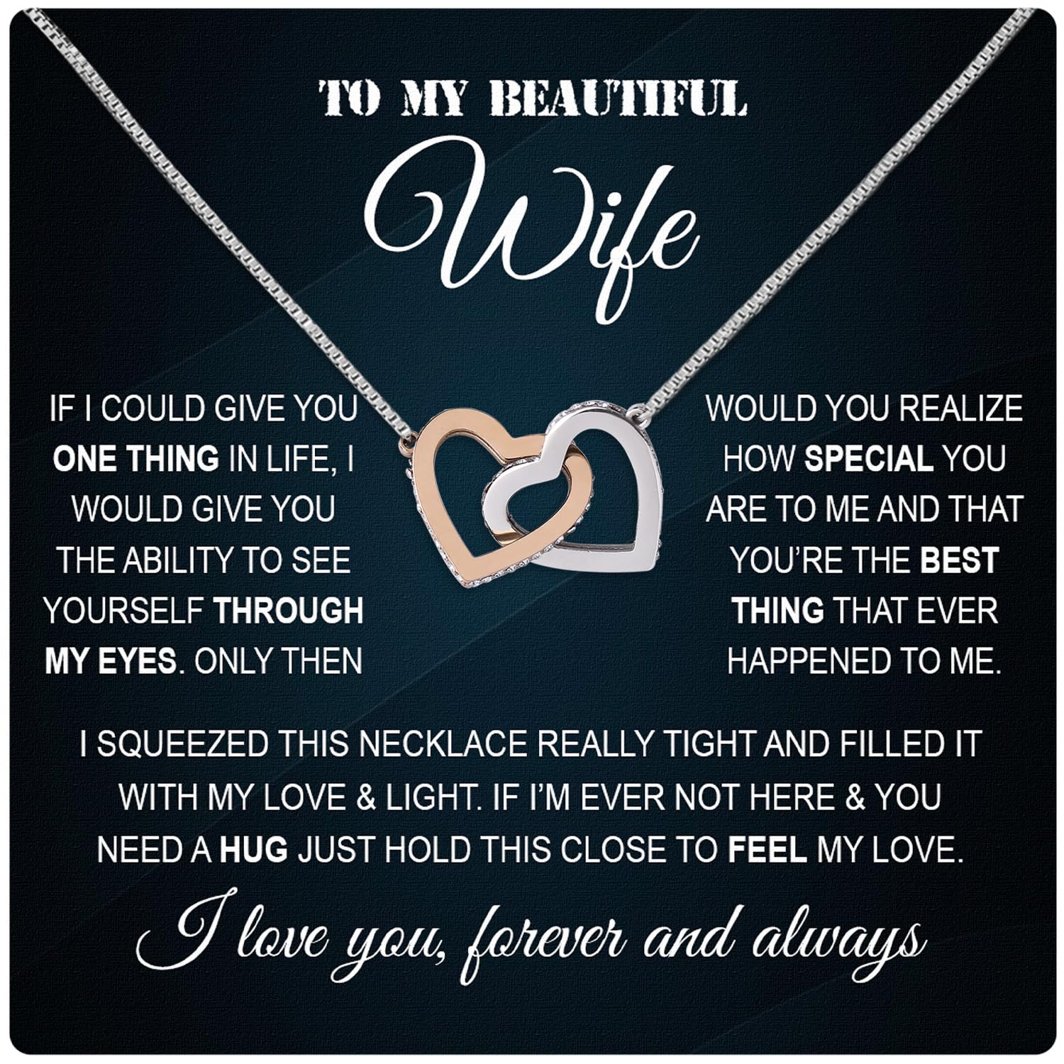 To My Wife Necklace - Romantic Heartfelt Message Jewelry for Her from Husband | Soulmate Gift for Women | Birthday & Anniversary Present for Wife | Perfect for Date Nights & Special Occasions