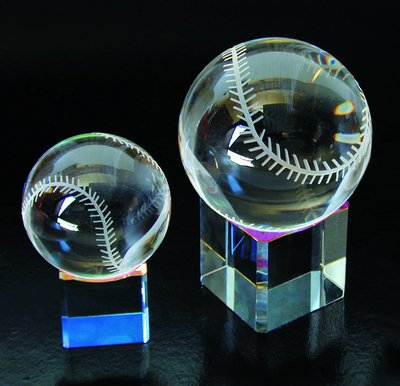Small Baseball Crystal Trophy with Rainbow Base - Perfect for Awards, Gifts, and Sports Memorabilia Display