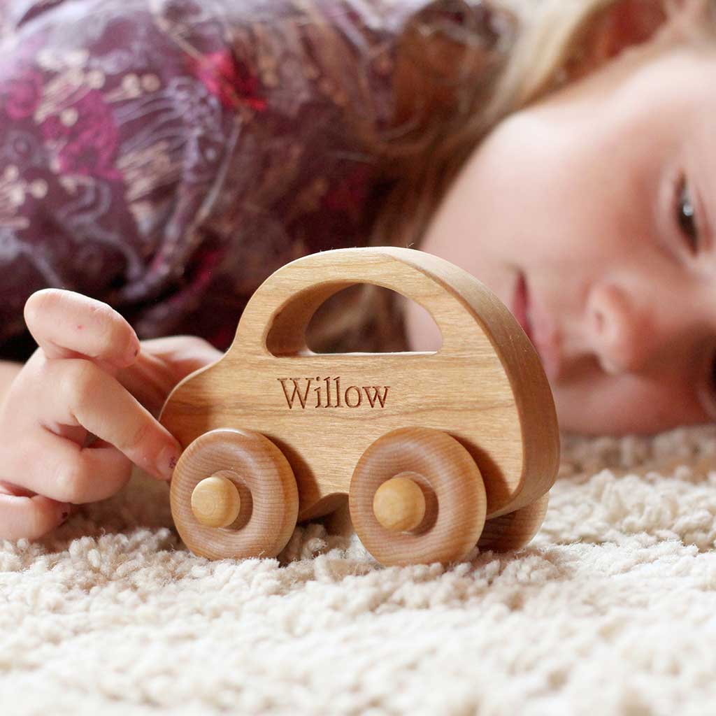 Love Bug Wooden Toy Car - Eco-Friendly Handmade Wooden Toy for Kids, Perfect for Pretend Play & Early Learning - Great Gift for Toddlers & Preschoolers